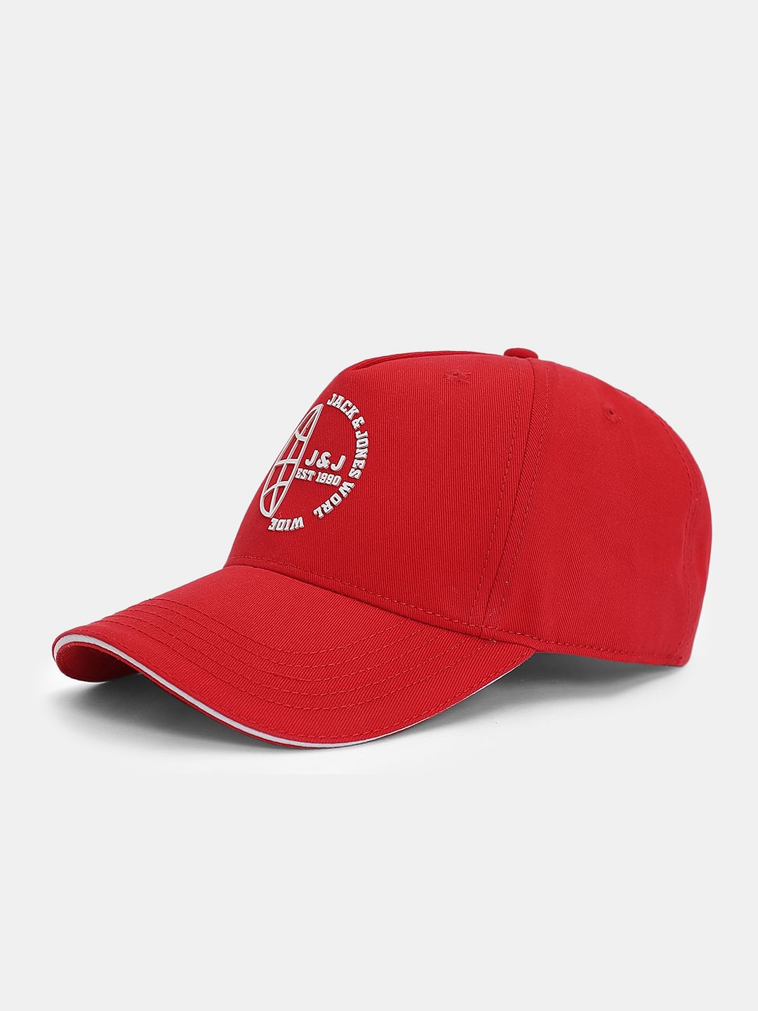 Red Logo Print Baseball Cap