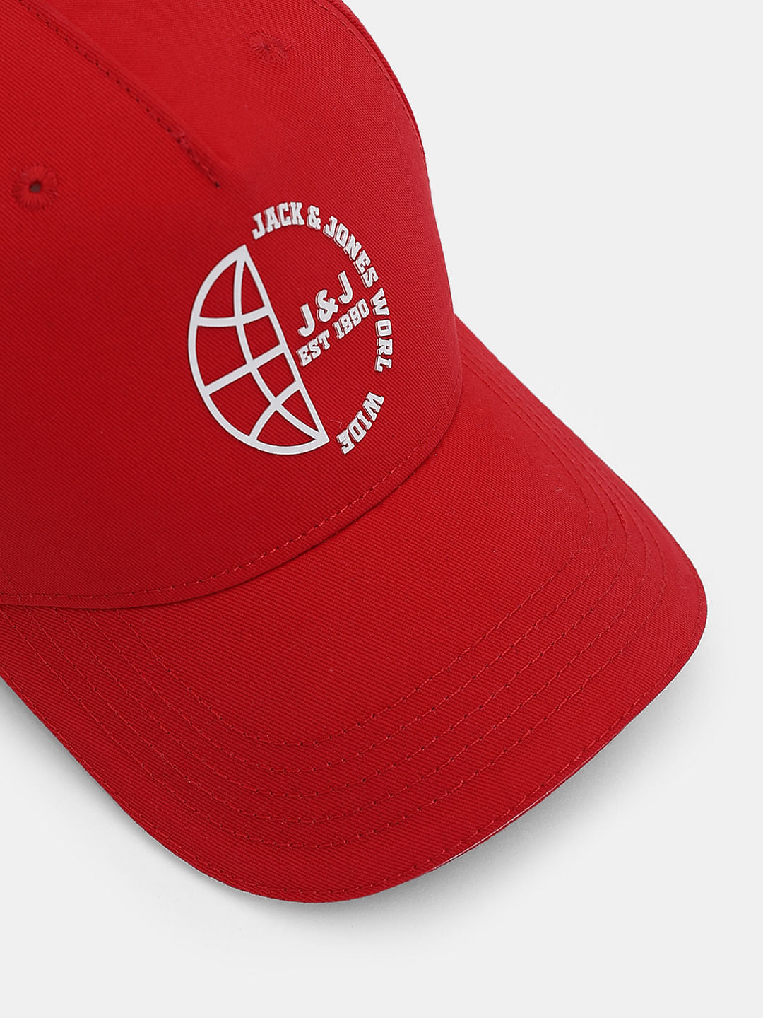 Red Logo Print Baseball Cap