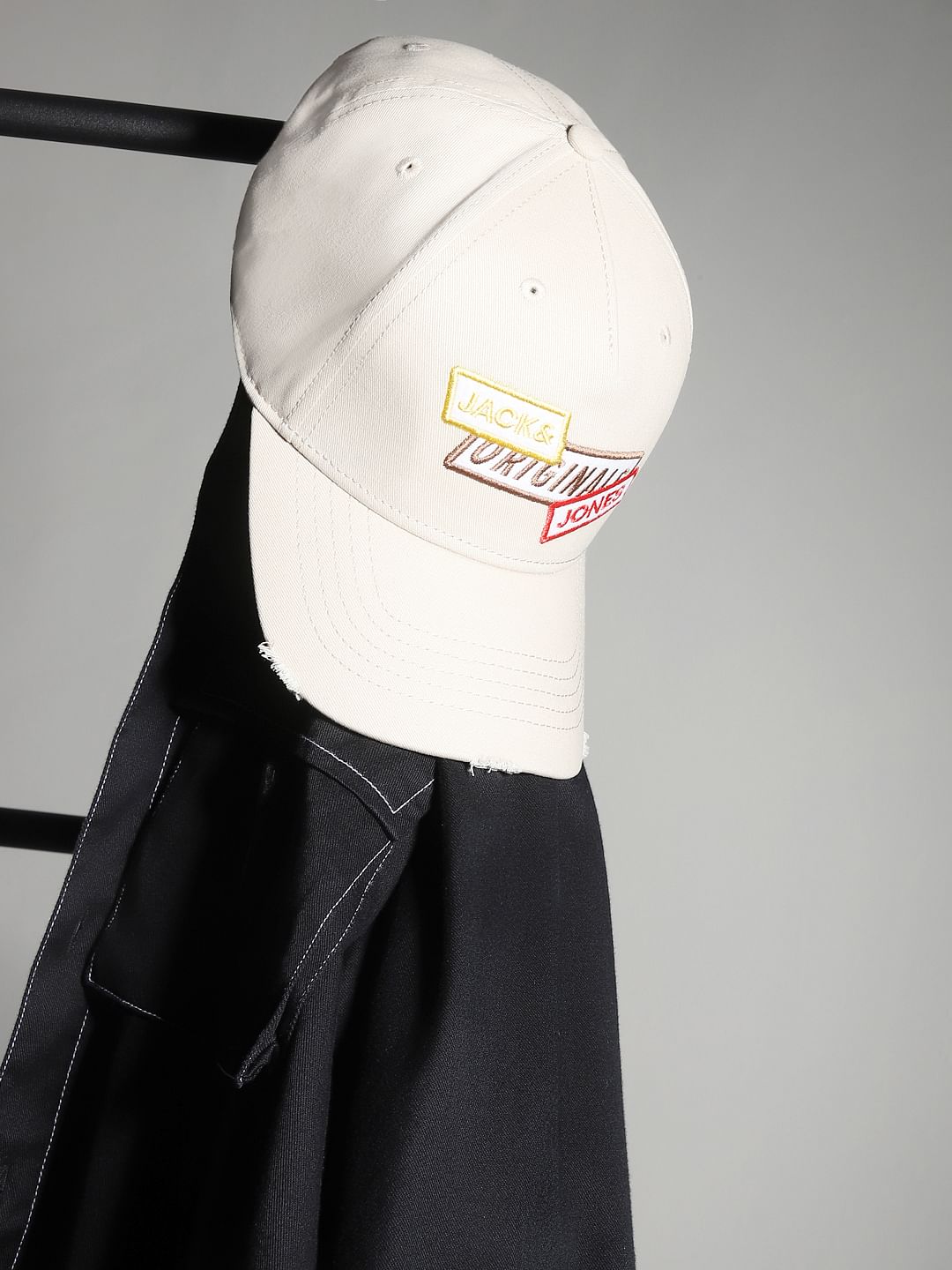 Beige Badge Print Baseball Cap - ONE