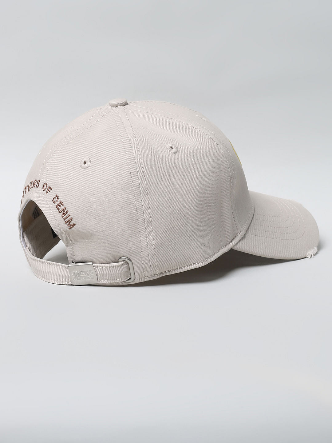 Beige Badge Print Baseball Cap