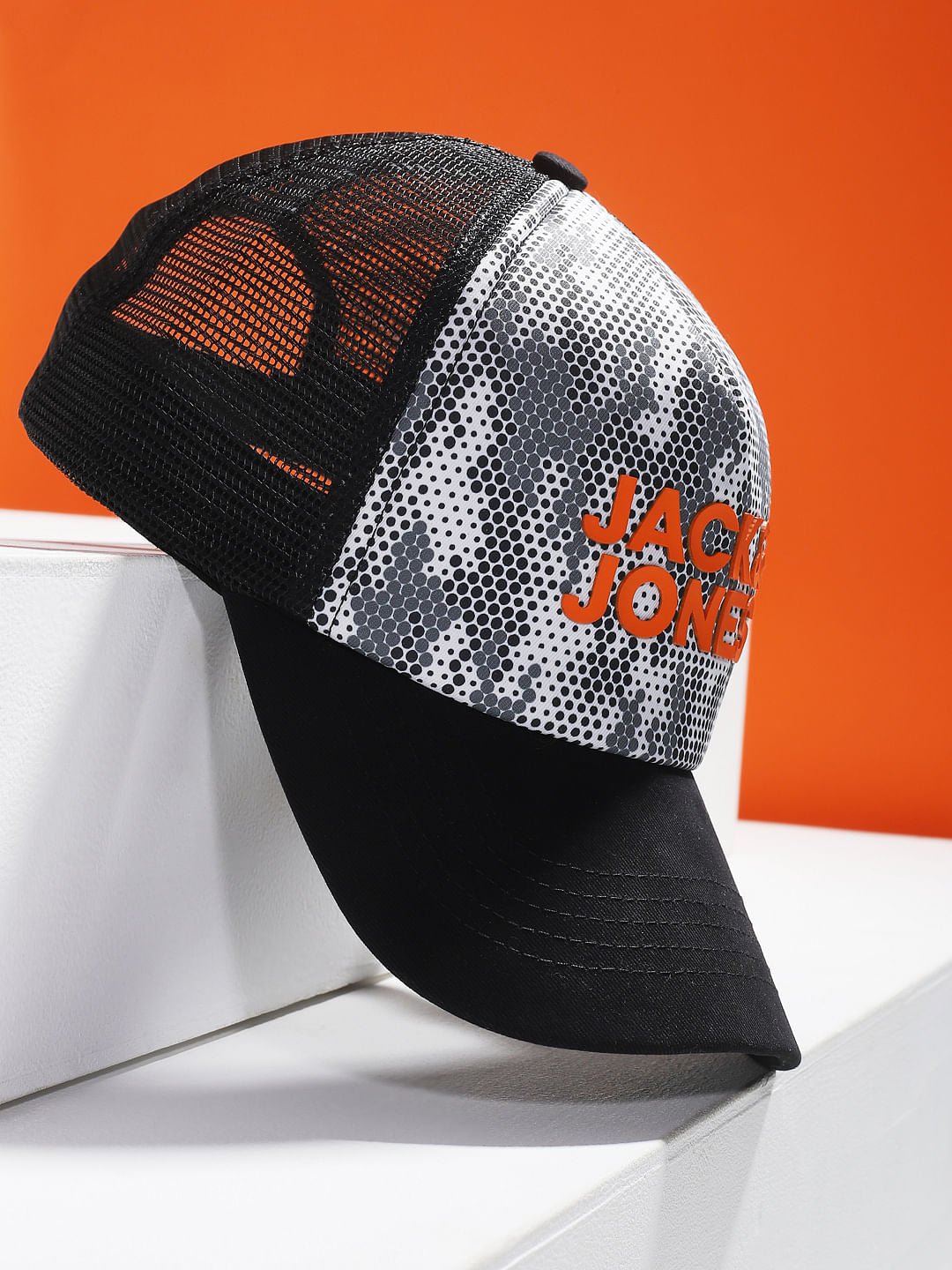 Black Camo Print Mesh Cap - ONE