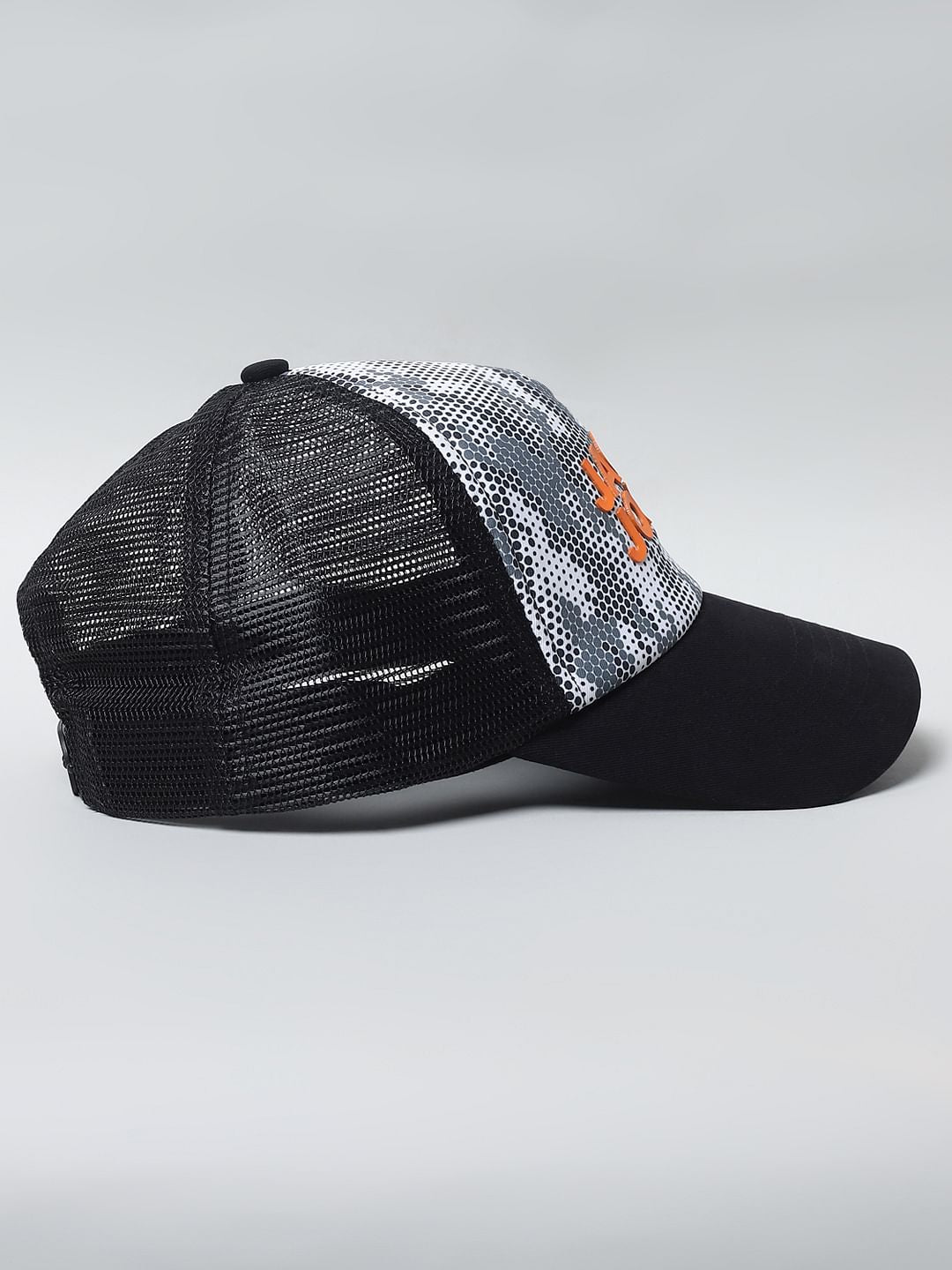 Black Camo Print Mesh Cap