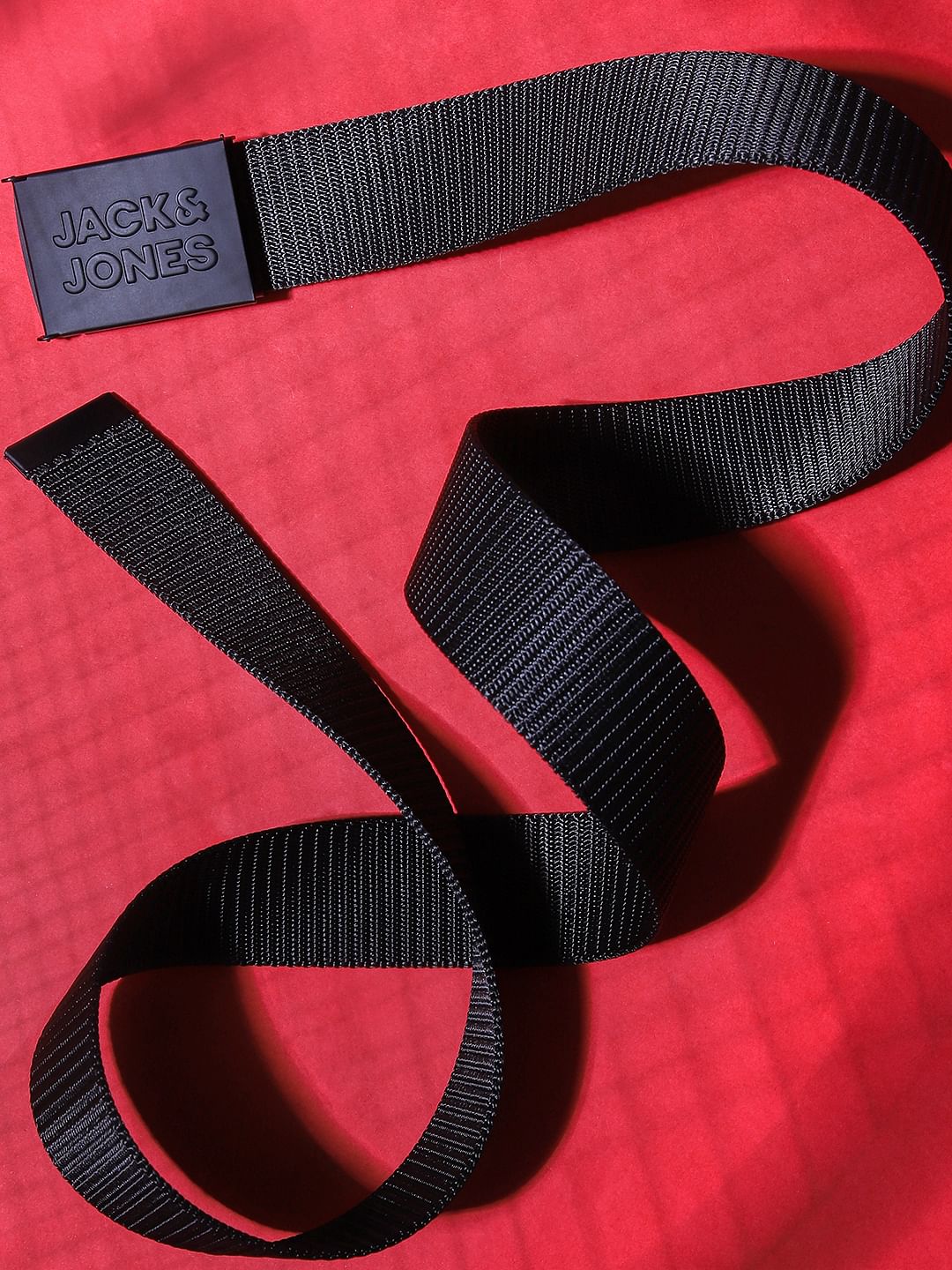 Black Logo Buckle Tape Belt - 32