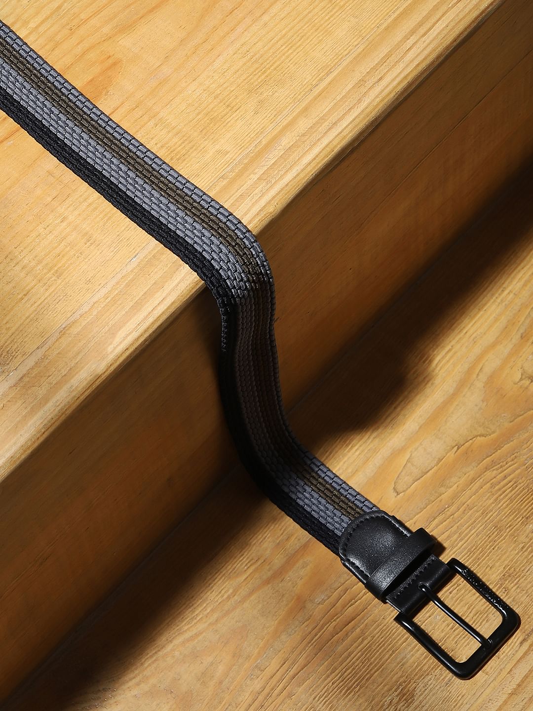 Black Tri-Colour Braided Belt - 32