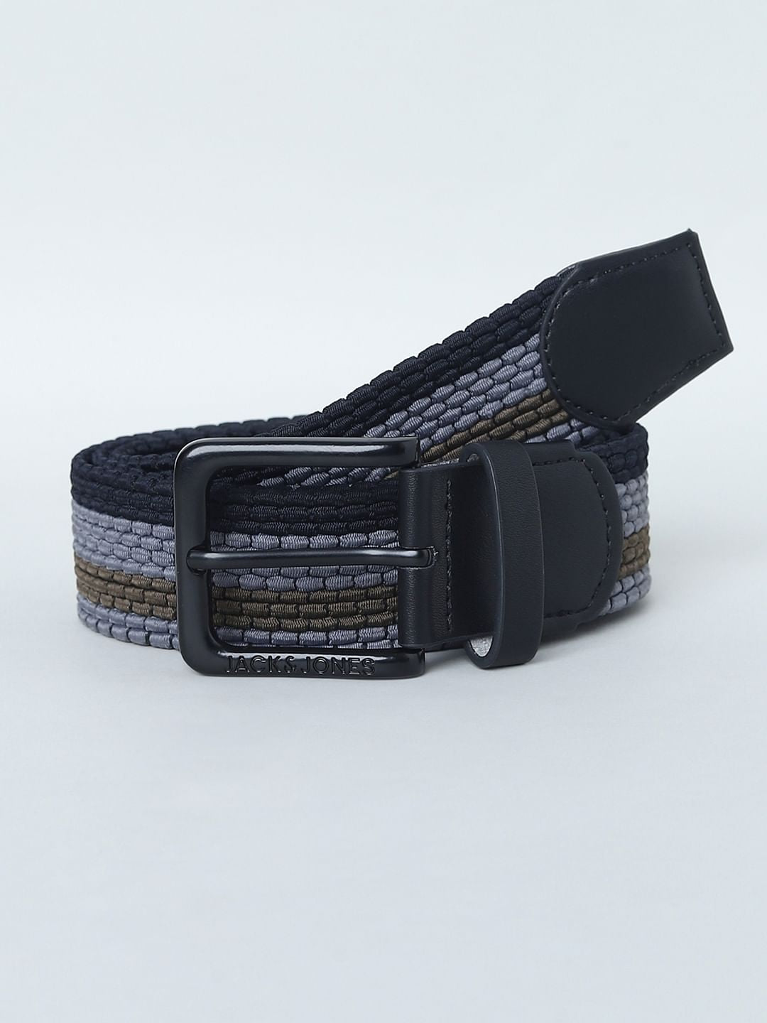 Black Tri-Colour Braided Belt
