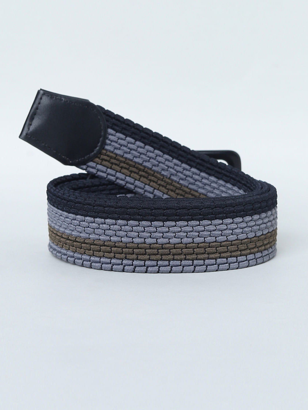 Black Tri-Colour Braided Belt