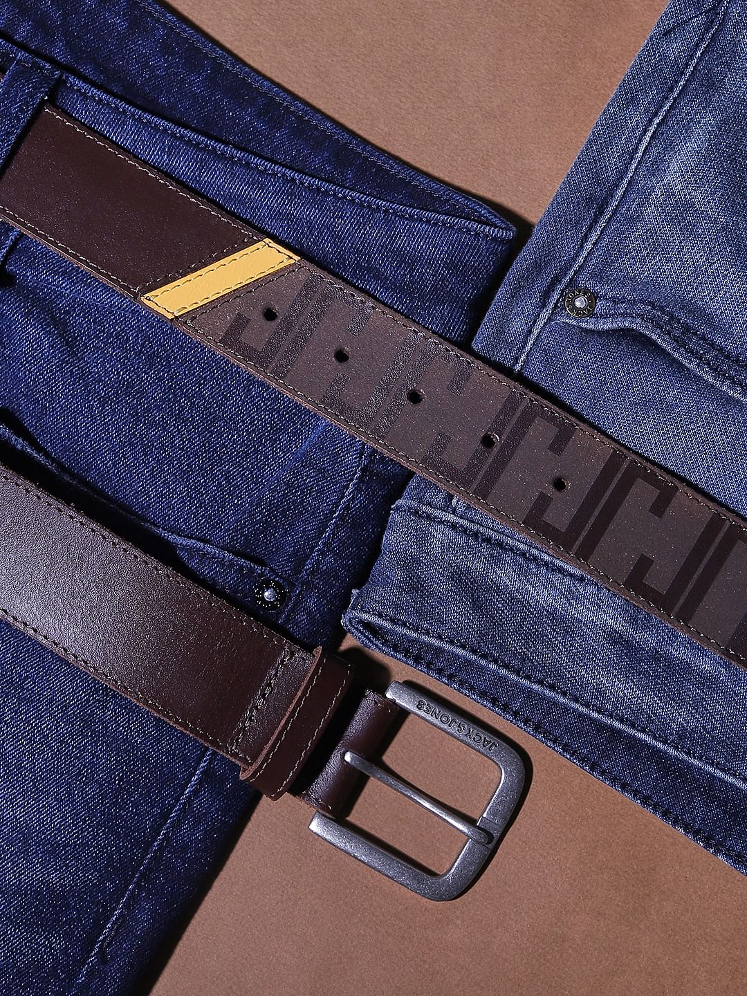 Brown Printed Leather Belt