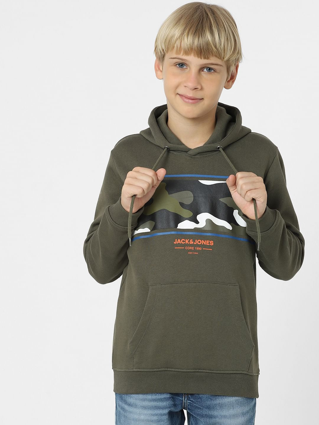Boys Dark Green Camo Print Sweatshirt
