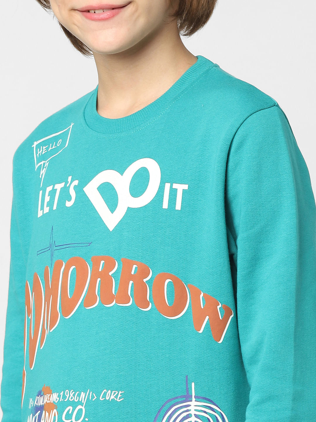 Boys Blue Typographic Print Sweatshirt