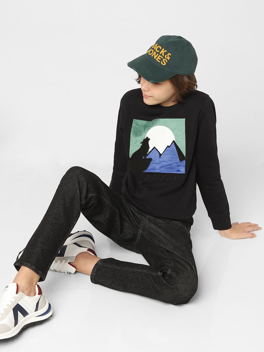 Boys Black Printed Sweatshirt - 4/5Y