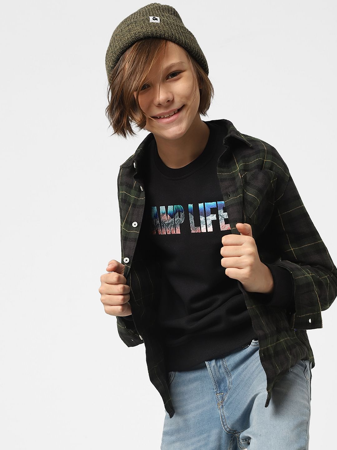 Boys Black Typographic Print Sweatshirt - 4/5Y