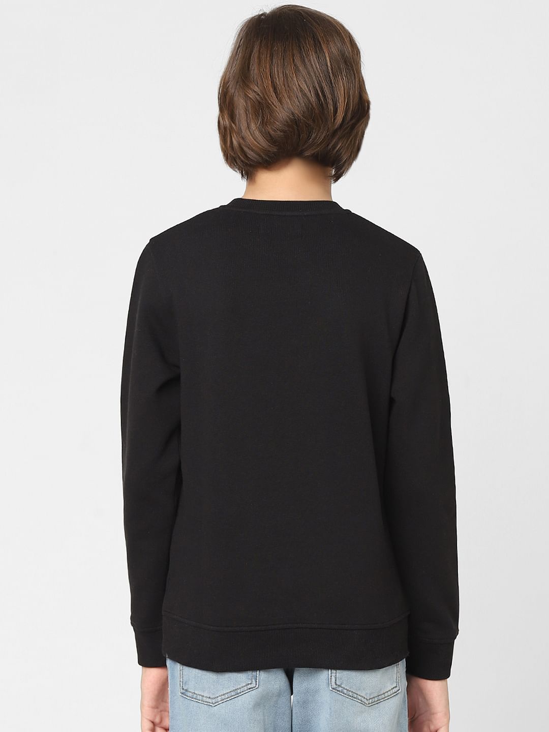 Boys Black Typographic Print Sweatshirt