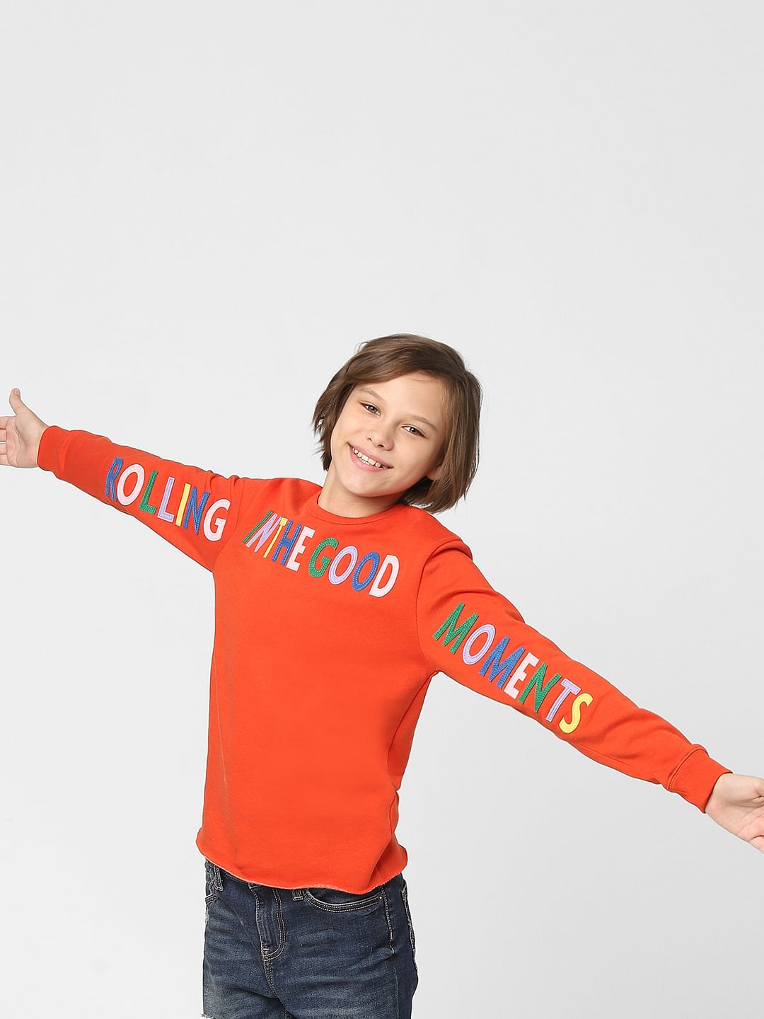 Boys Red Typographic Print Sweatshirt - 4/5Y