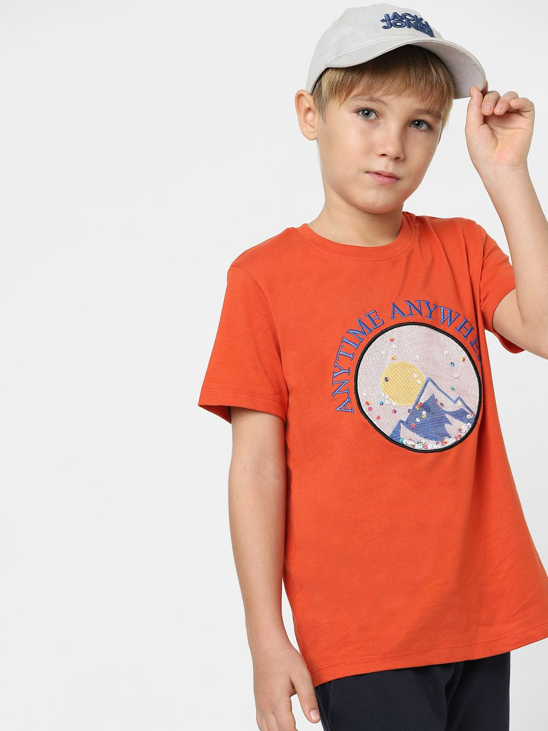 Boys Red Graphic Print Crew Neck T-shirt - 4/5Y