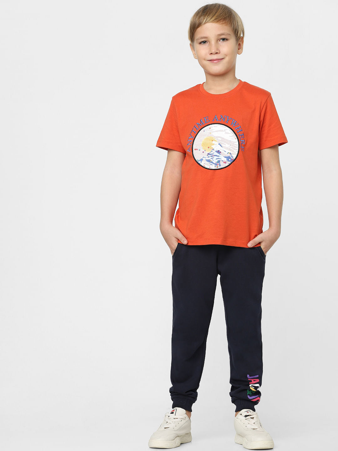 Boys Red Graphic Print Crew Neck T-shirt