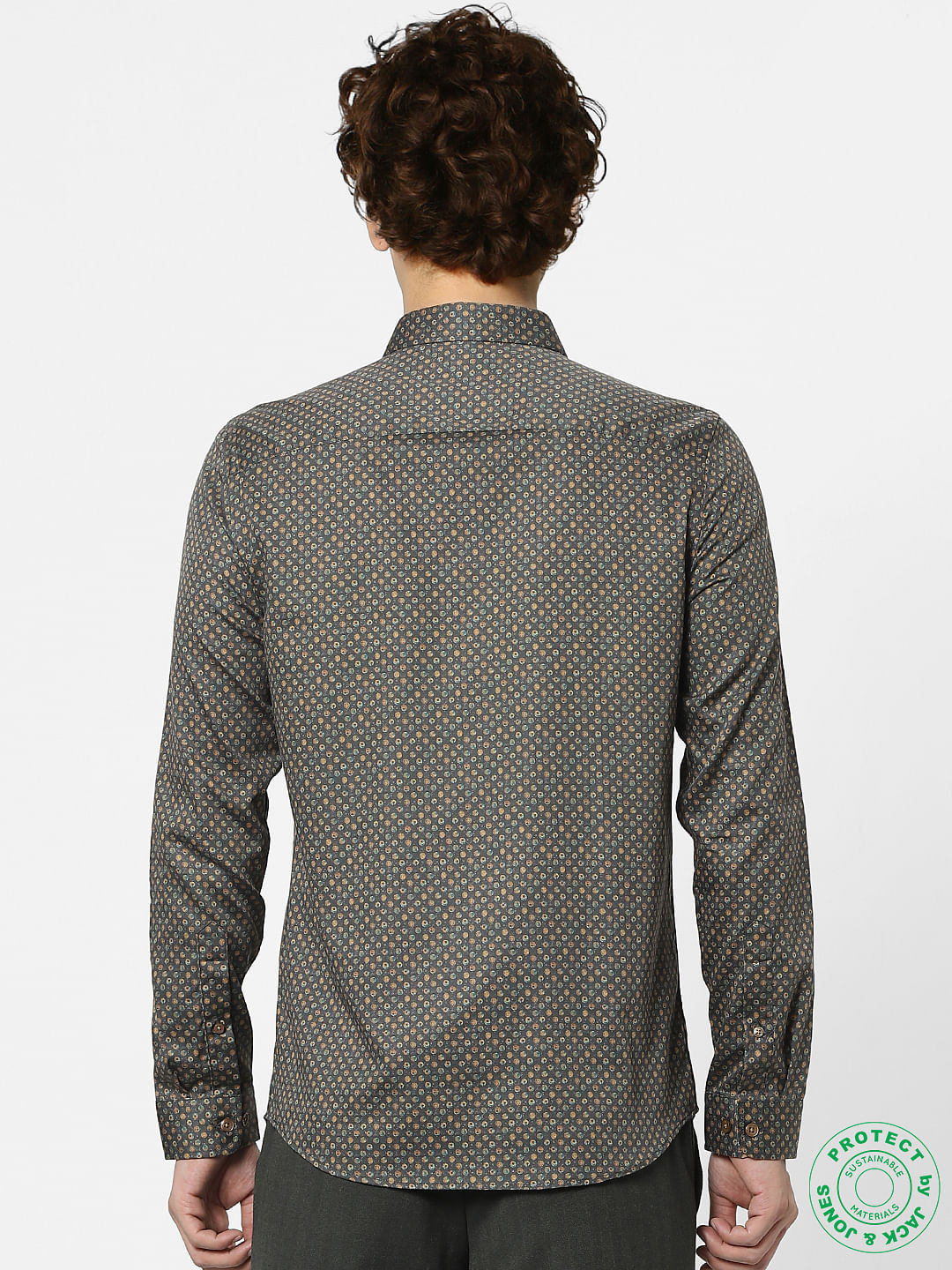Green Printed Full Sleeves Shirt