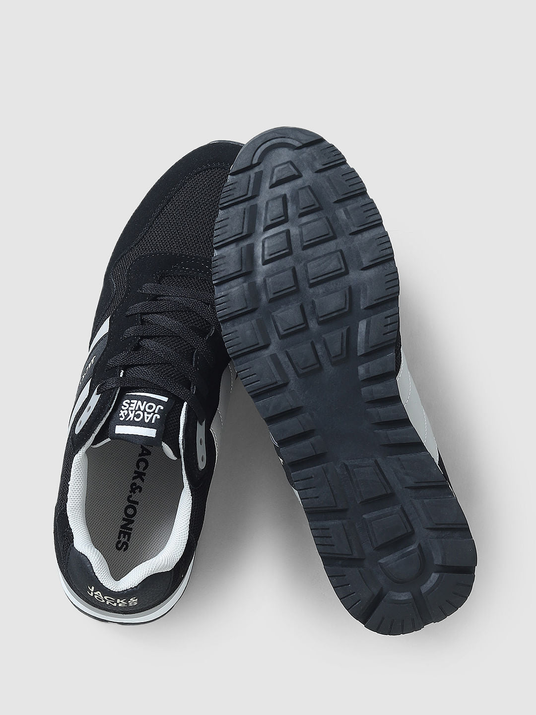 Black Mesh Lace-Up Sneakers
