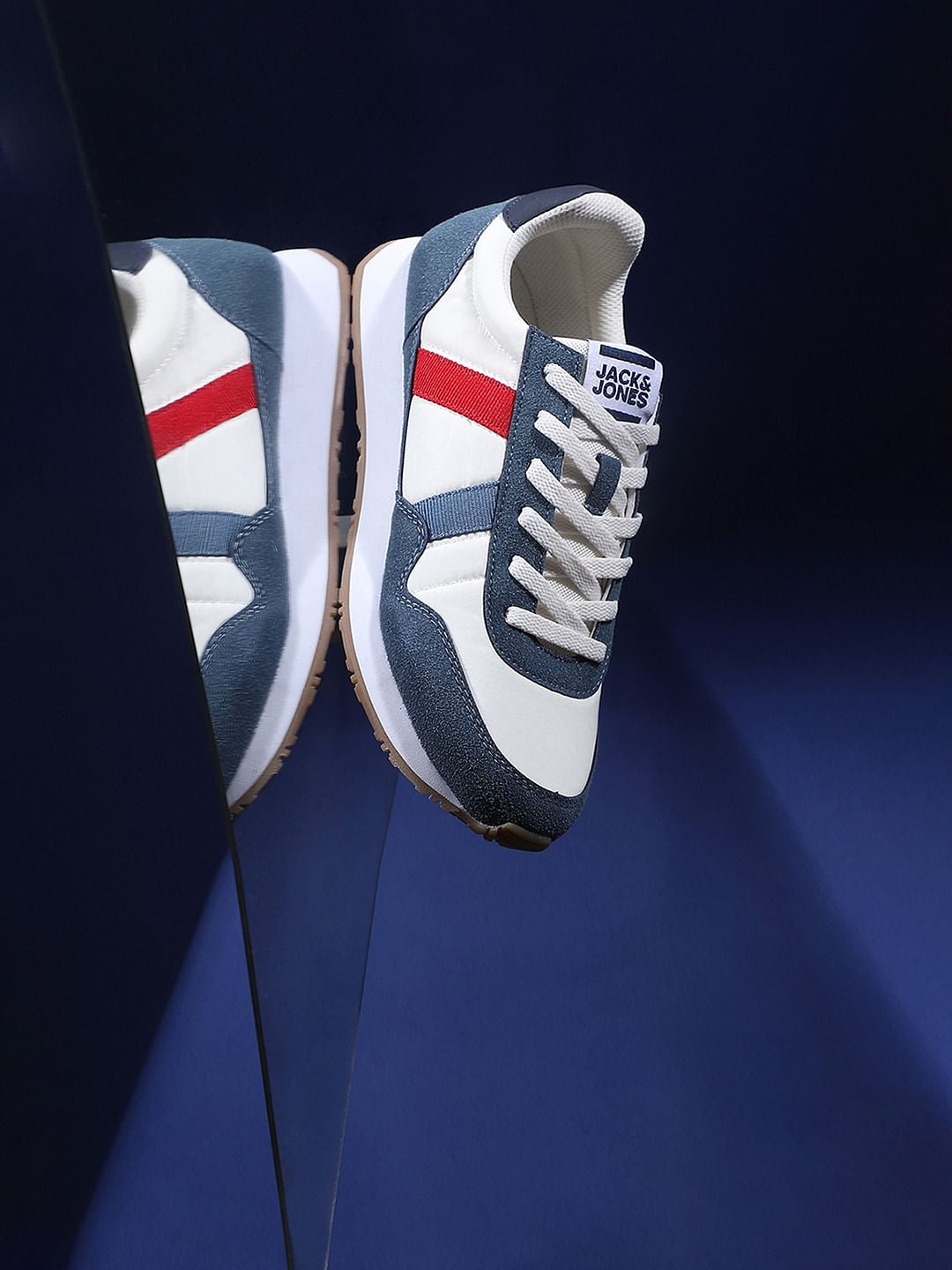 Blue Colourblocked Lace-Up Sneakers