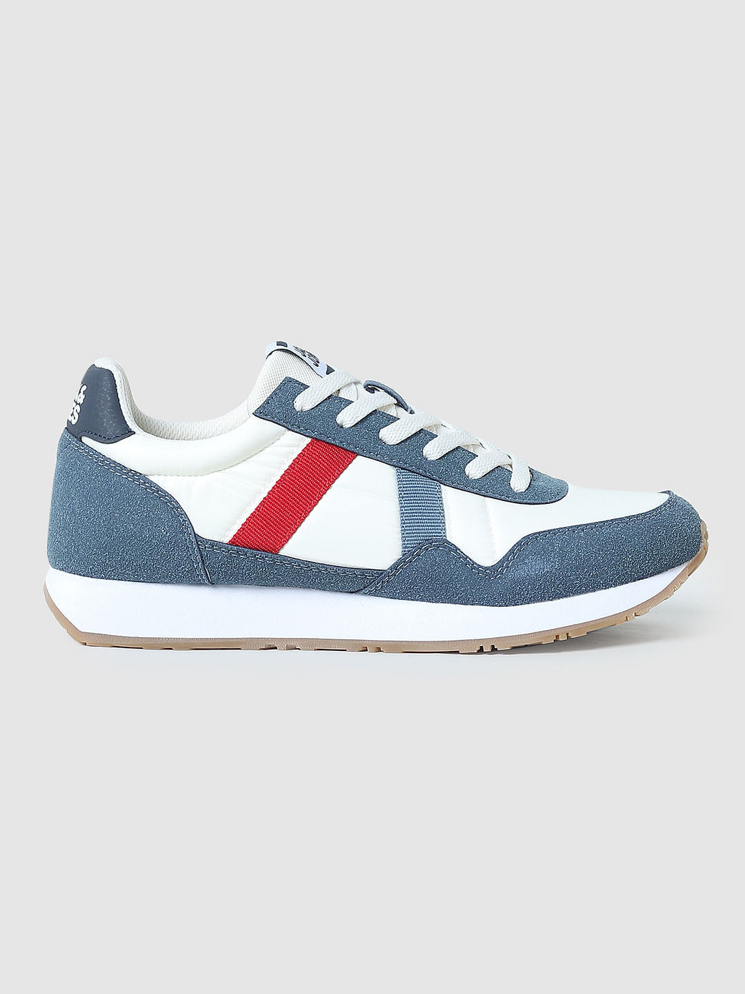 Blue Colourblocked Lace-Up Sneakers