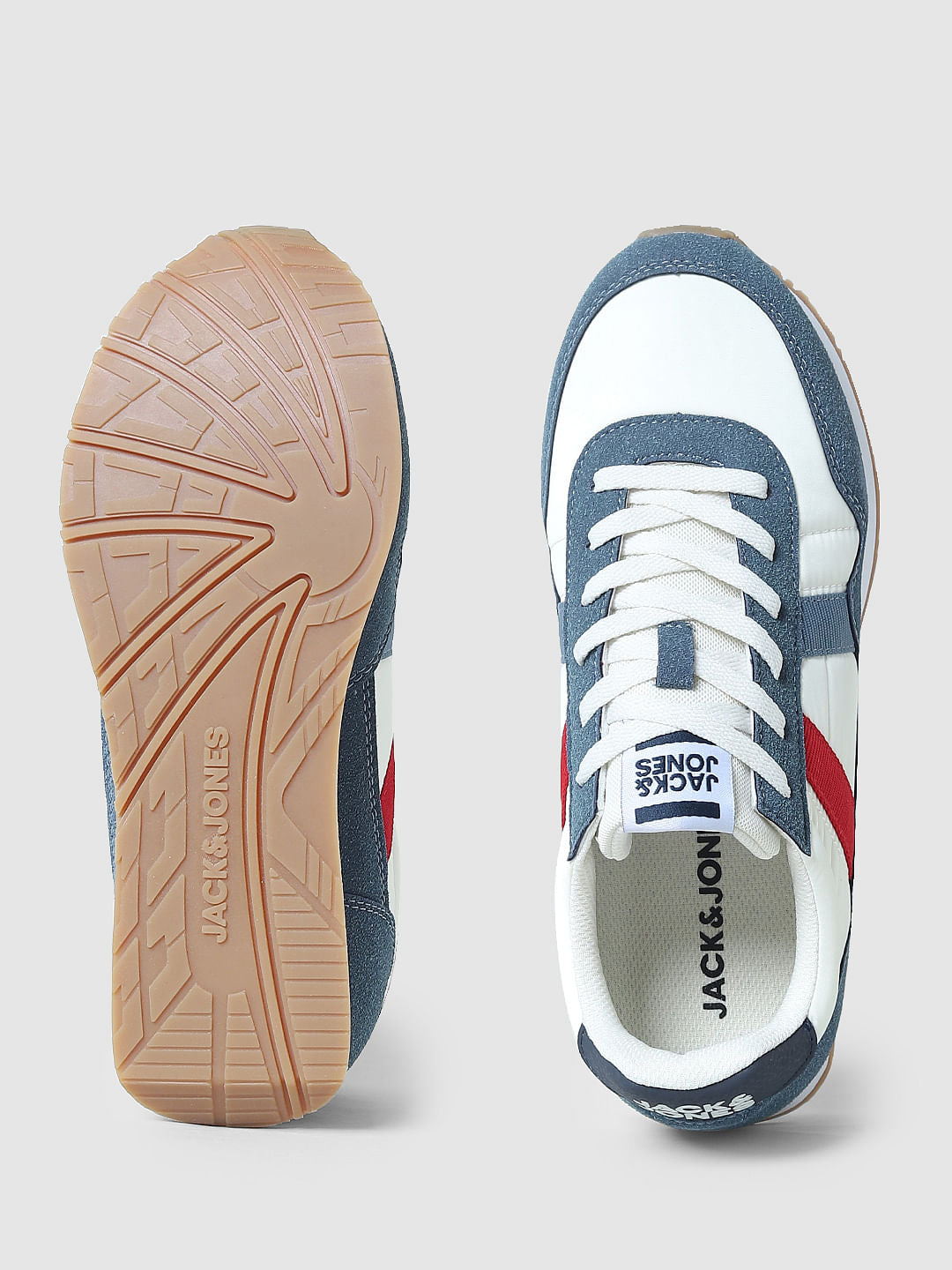 Blue Colourblocked Lace-Up Sneakers