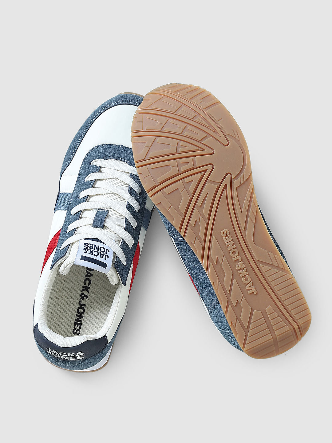 Blue Colourblocked Lace-Up Sneakers