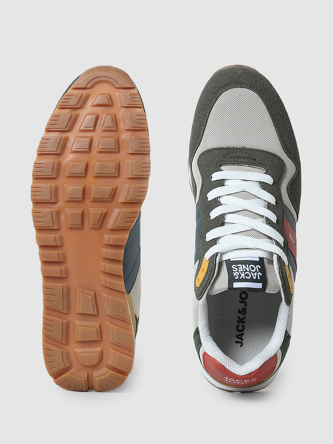 Olive Green Colourblocked Sneakers