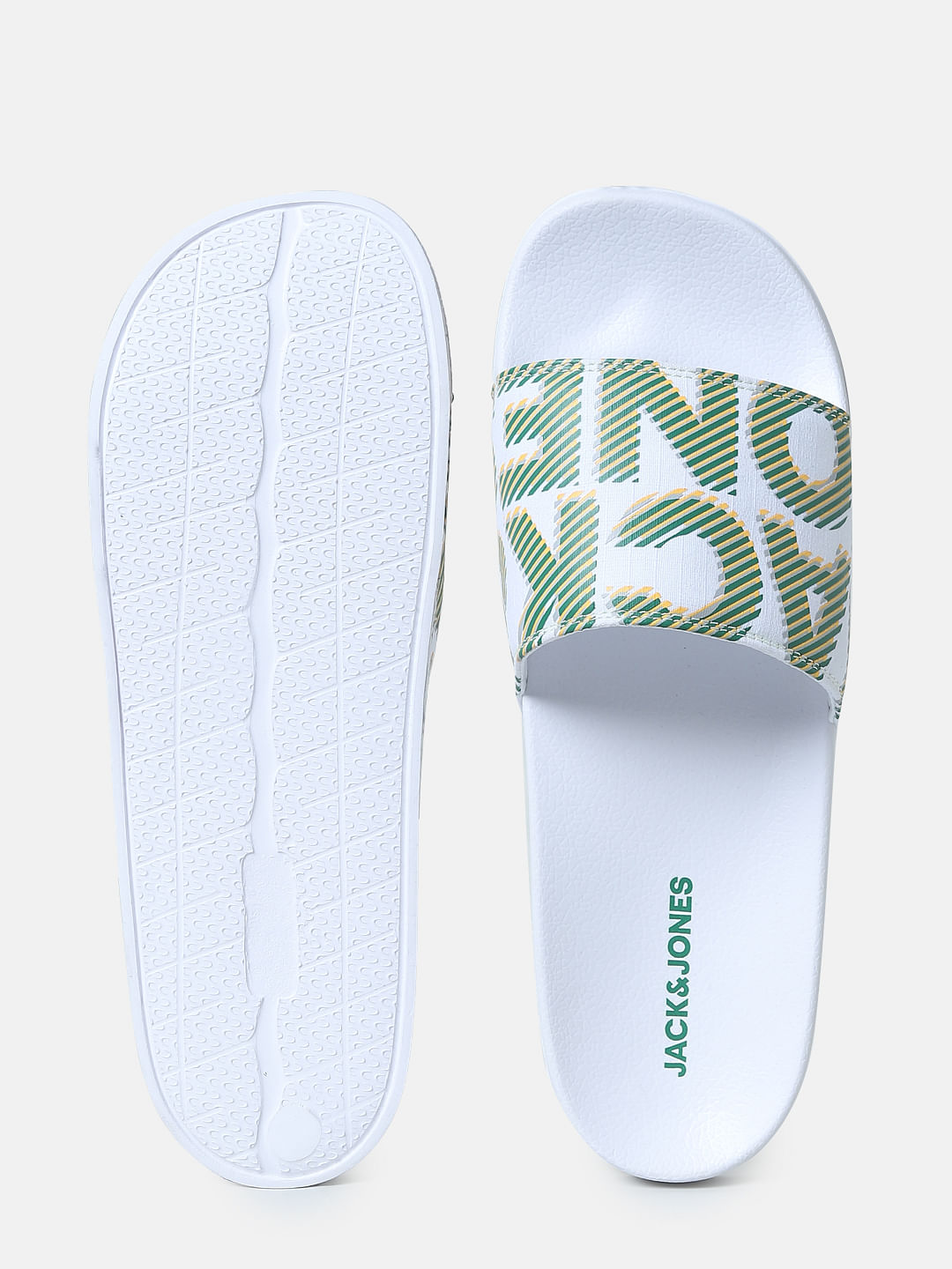 White Logo Print Pool Sliders
