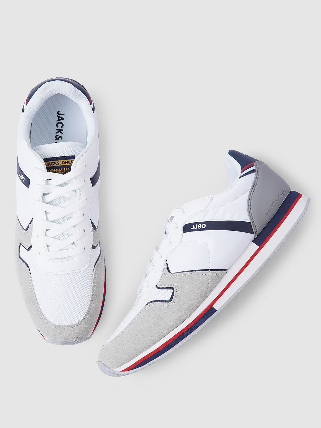 White Colourblocked Sneakers