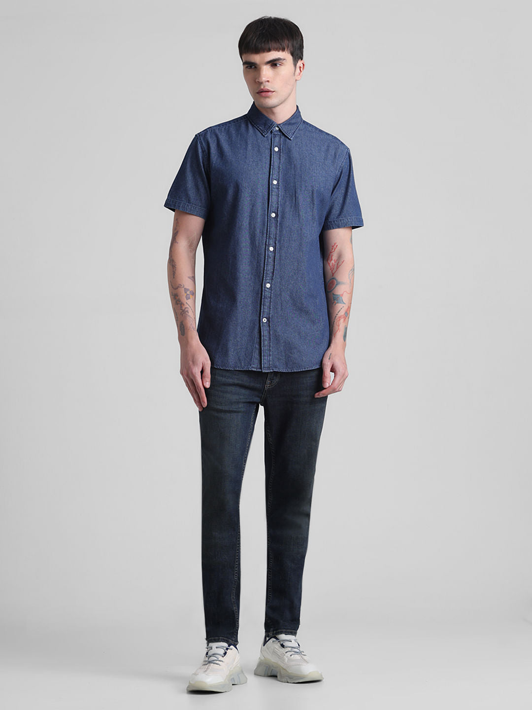 Dark Blue Indigo Dyed Denim Shirt