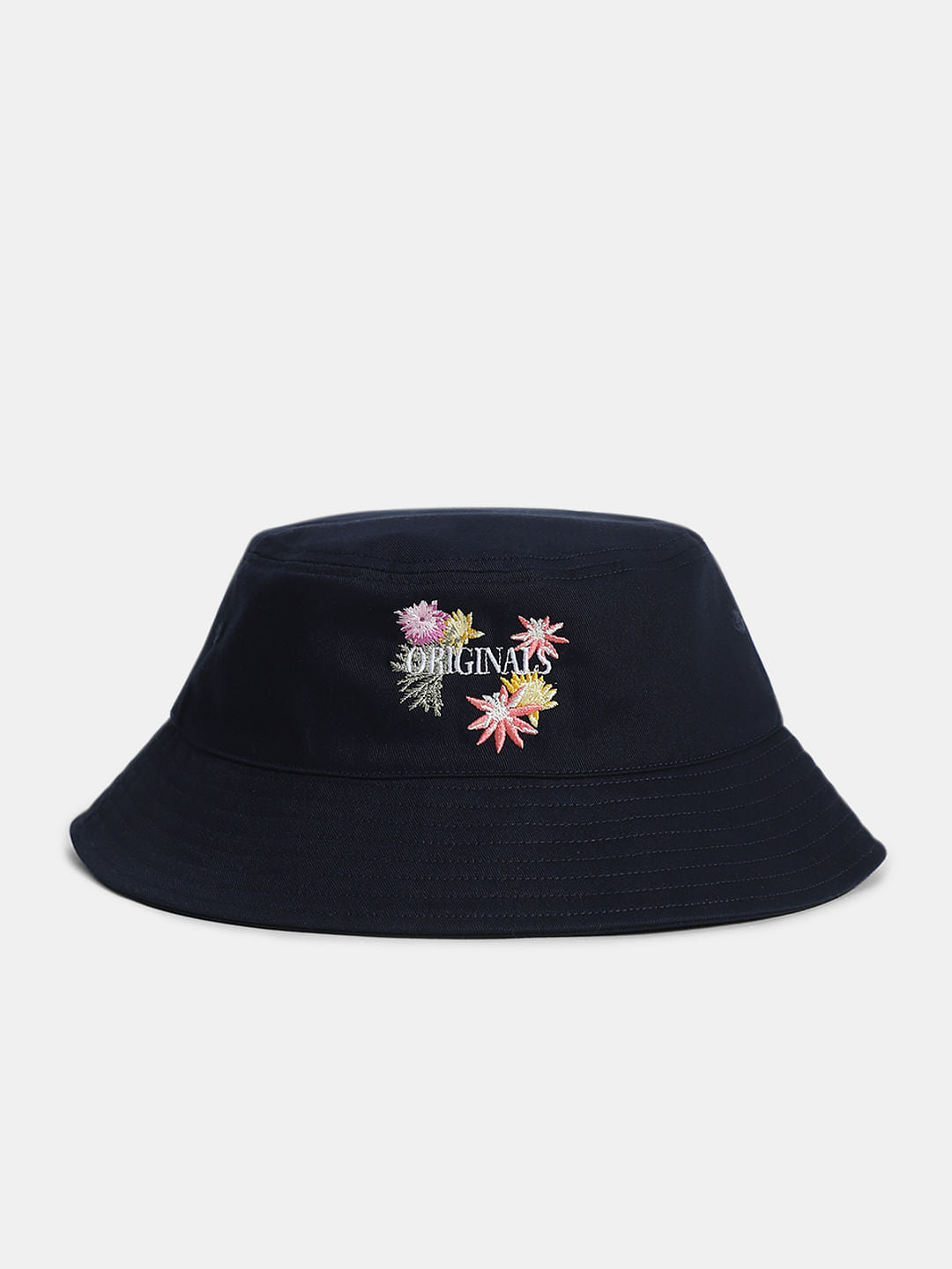 Navy Blue Floral Bucket Hat - ONE
