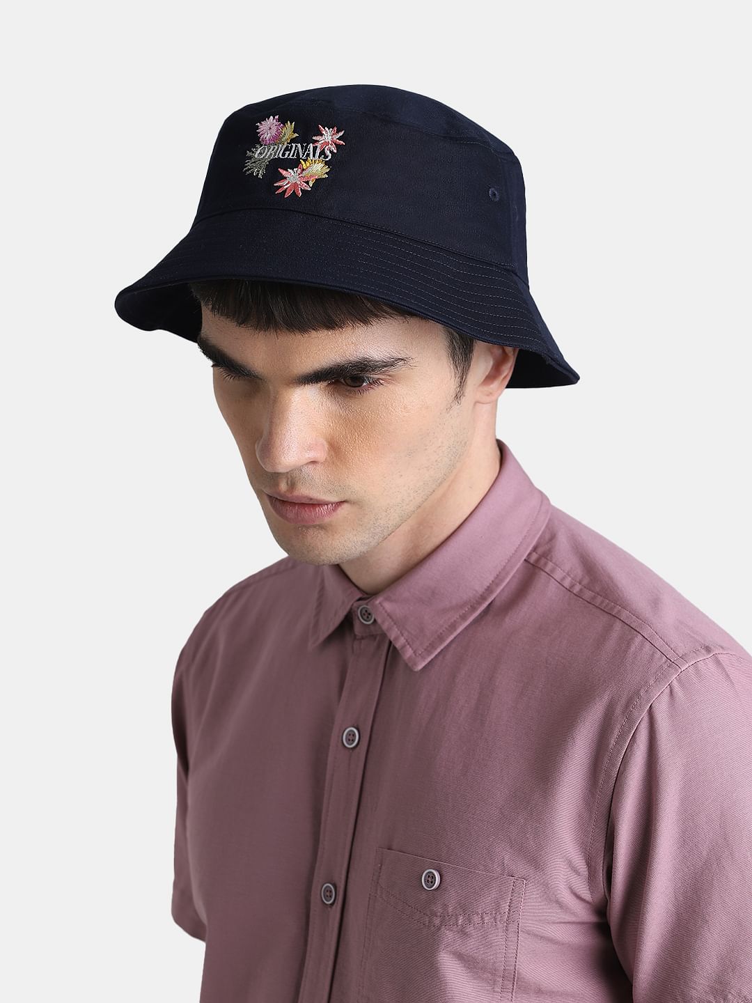 Navy Blue Floral Bucket Hat