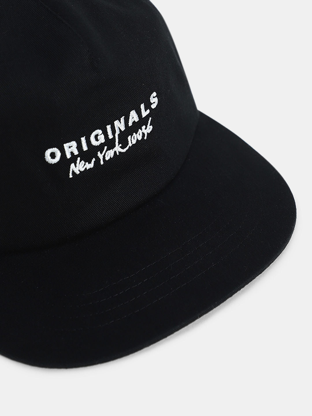 Black Embroidered Logo Cap