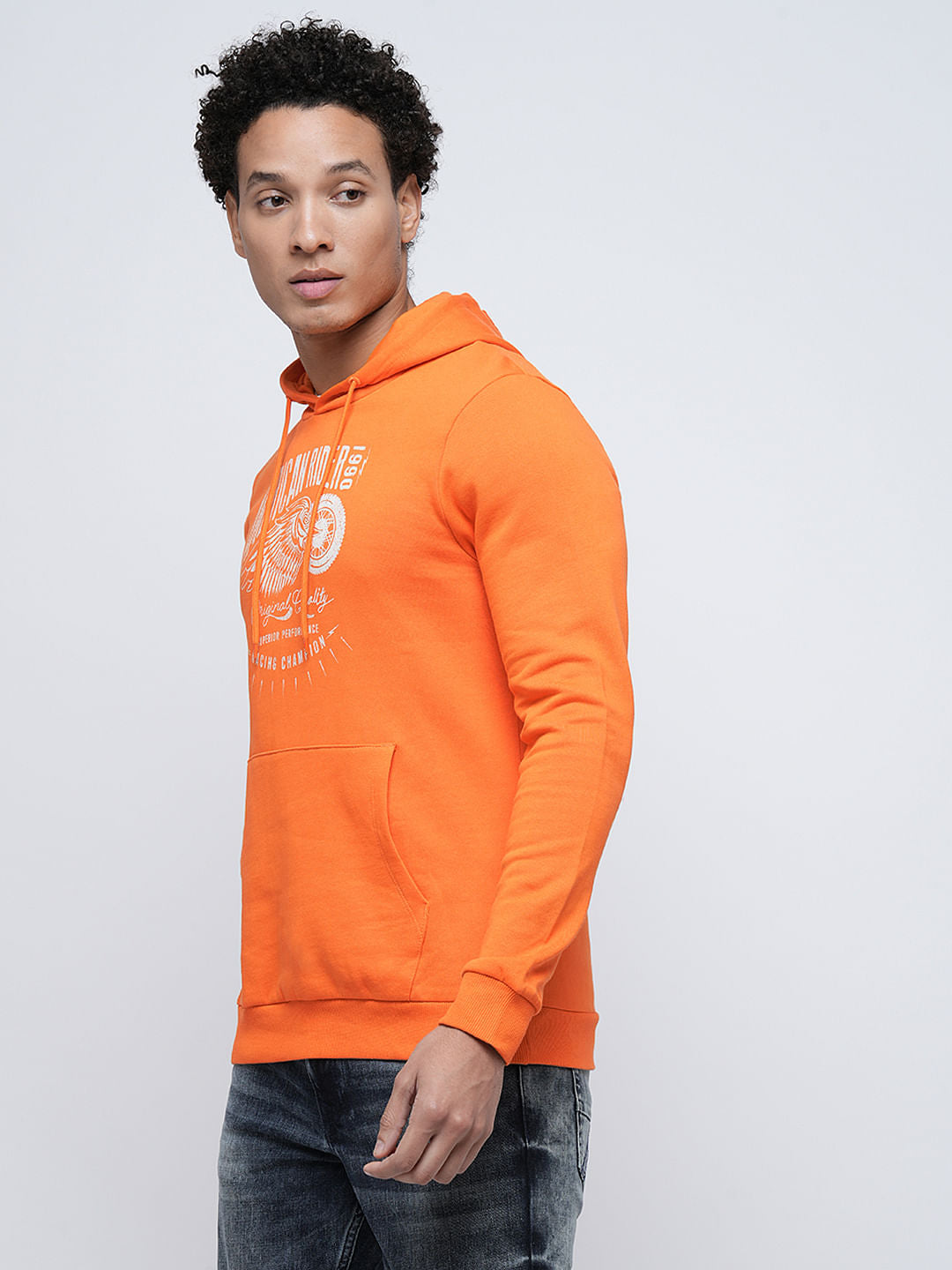PRODUKT by JACK&JONES Orange Printed Hooded Sweatshirt