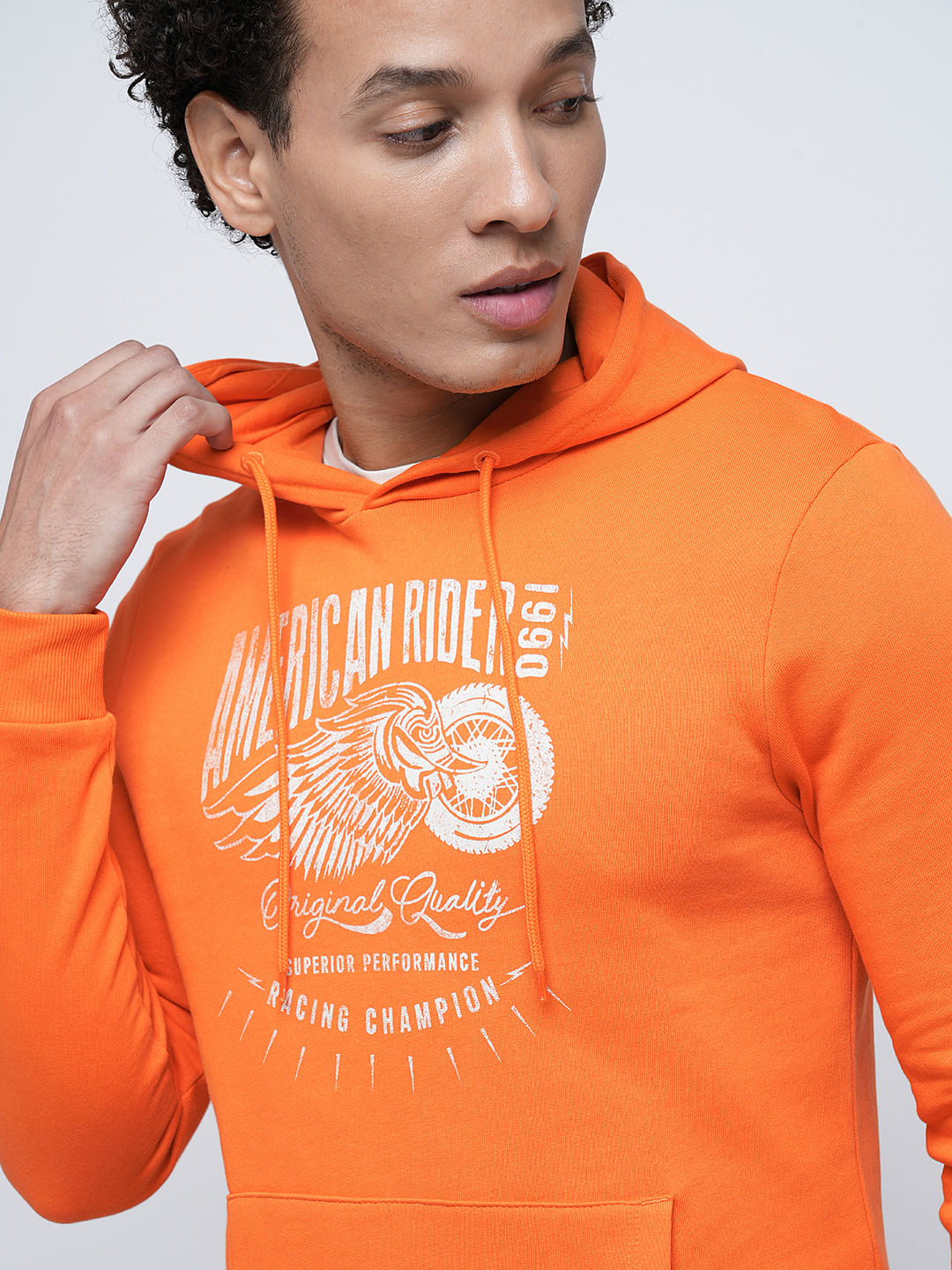 PRODUKT by JACK&JONES Orange Printed Hooded Sweatshirt