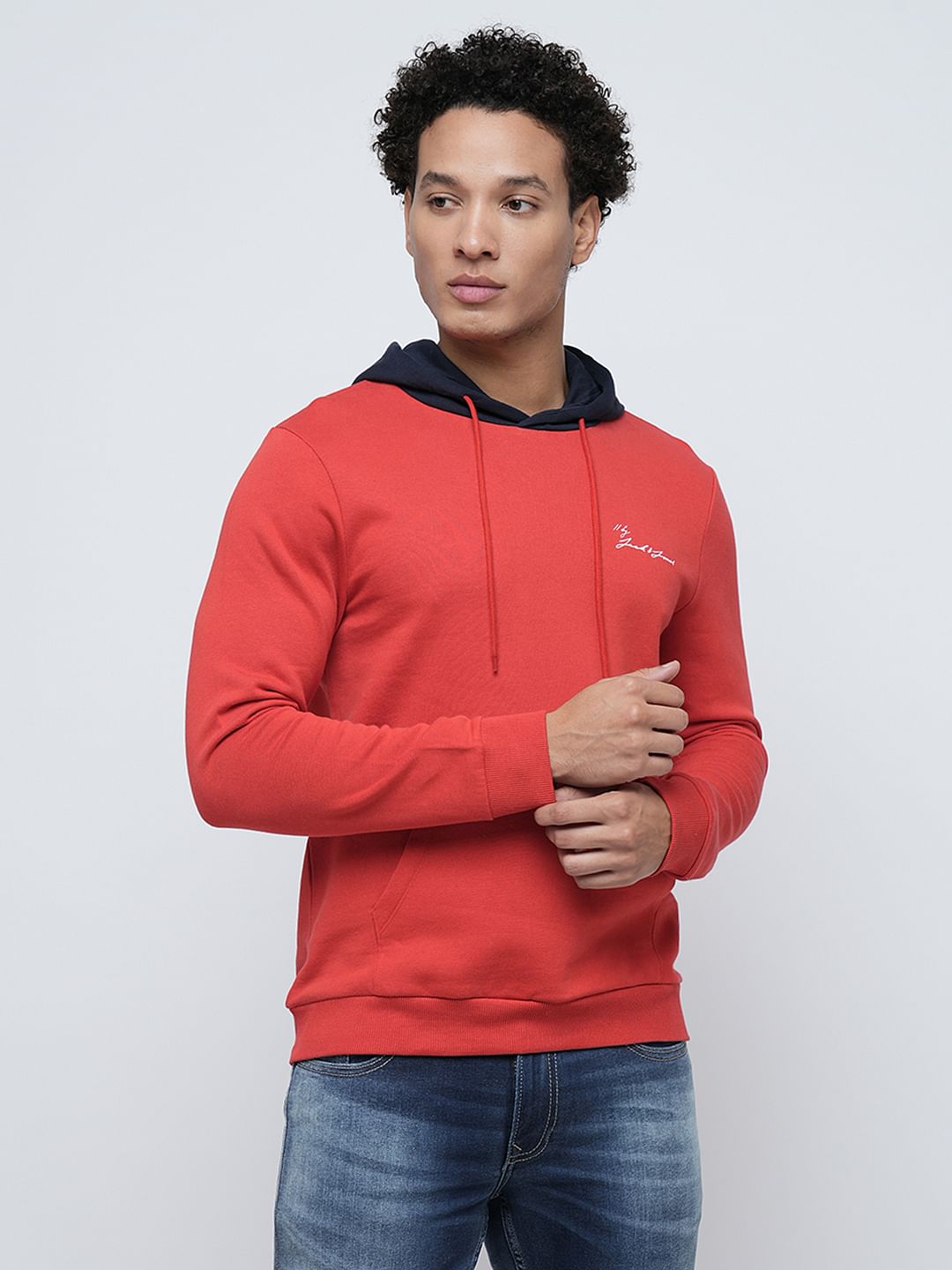 PRODUKT by JACK&JONES Red Contrast Hood Sweatshirt