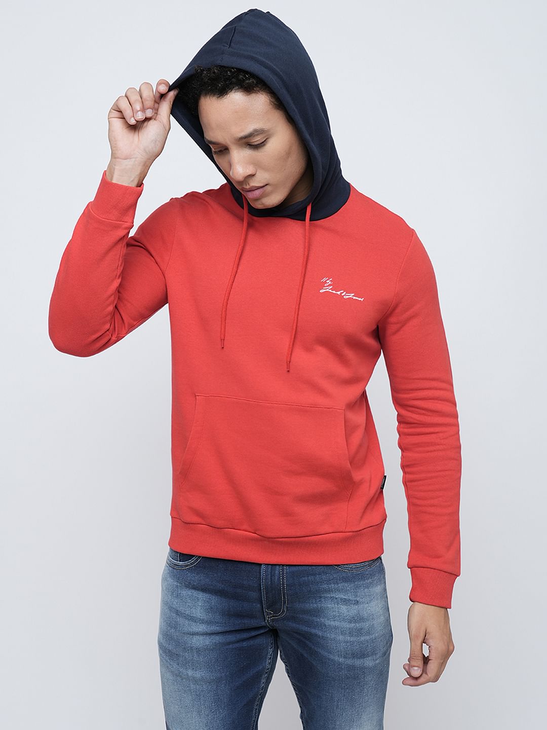 PRODUKT by JACK&JONES Red Contrast Hood Sweatshirt