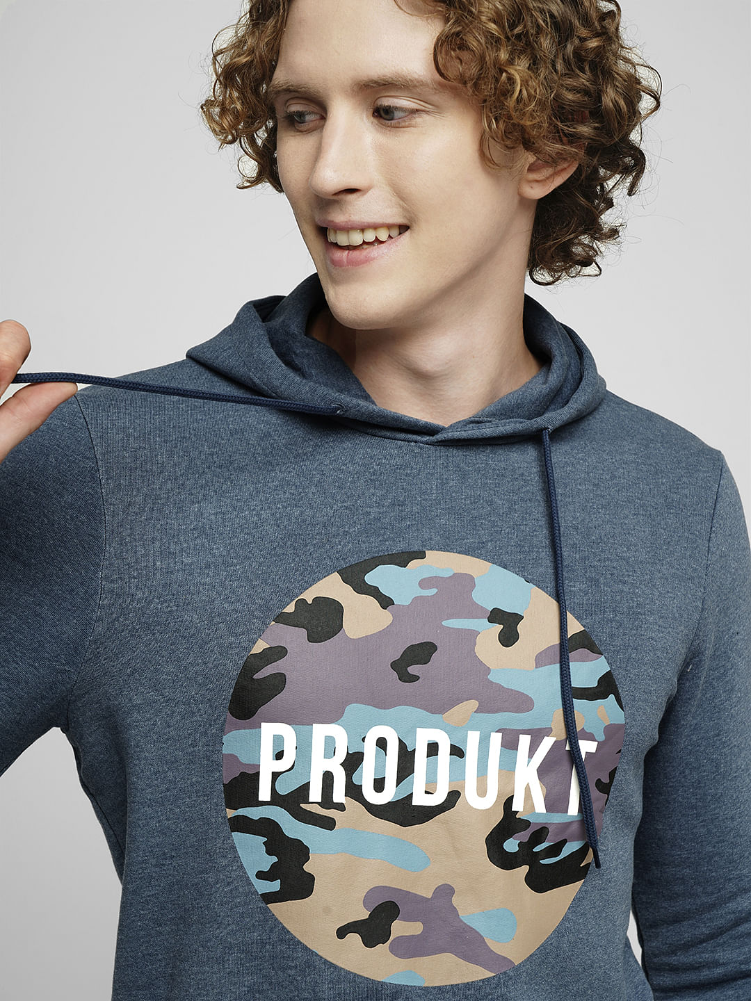 PRODUKT by JACK&JONES Blue Camo Print Hooded Sweatshirt