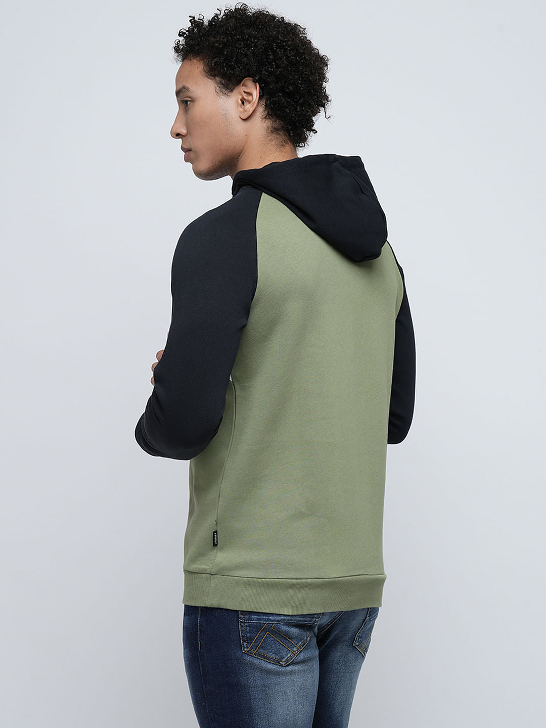 PRODUKT by JACK&JONES Green Colourblocked Hooded Sweatshirt