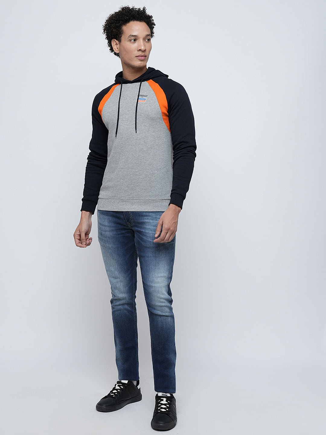 PRODUKT by JACK&JONES Grey Colourblocked Hooded Sweatshirt