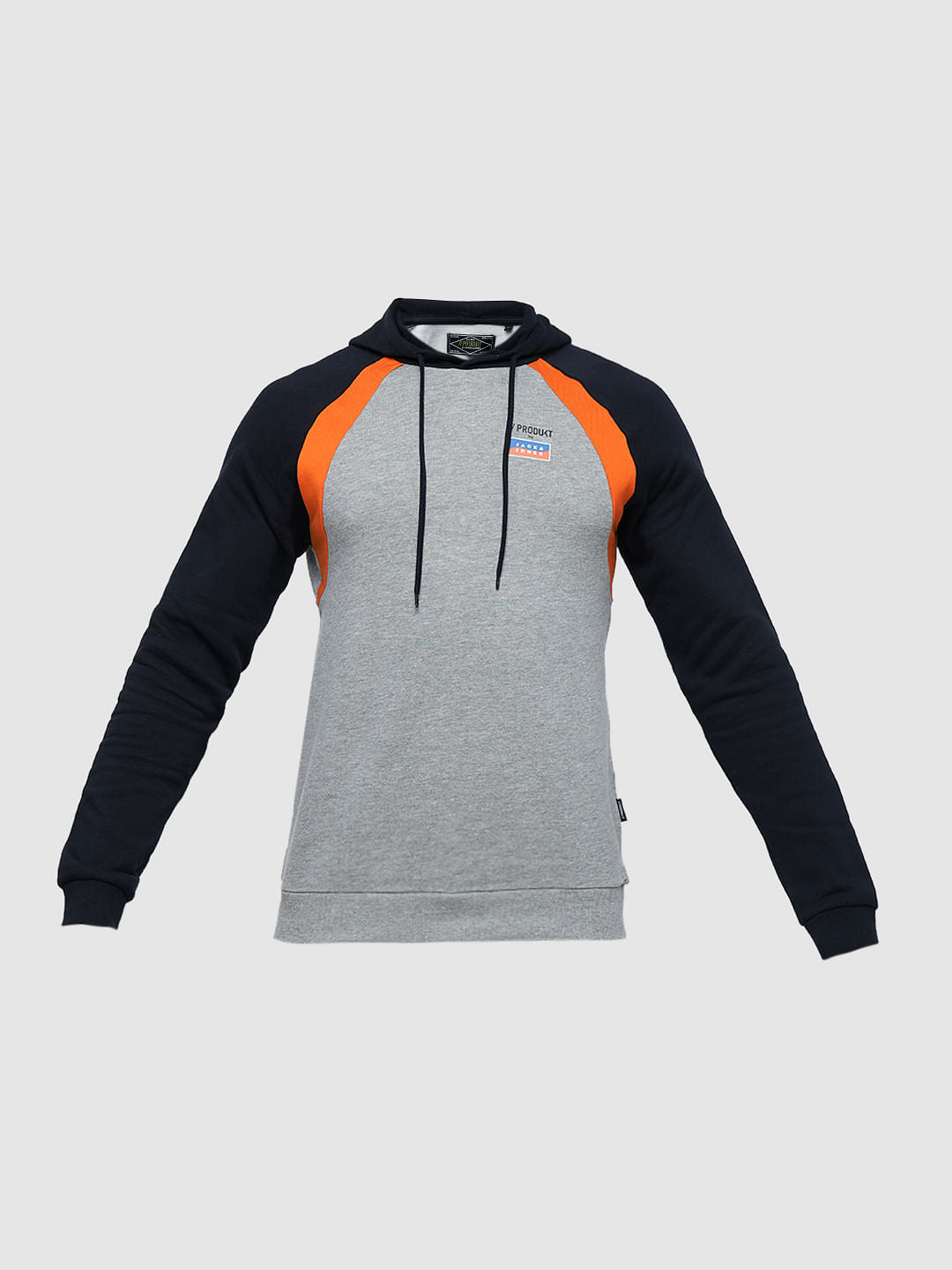 PRODUKT by JACK&JONES Grey Colourblocked Hooded Sweatshirt