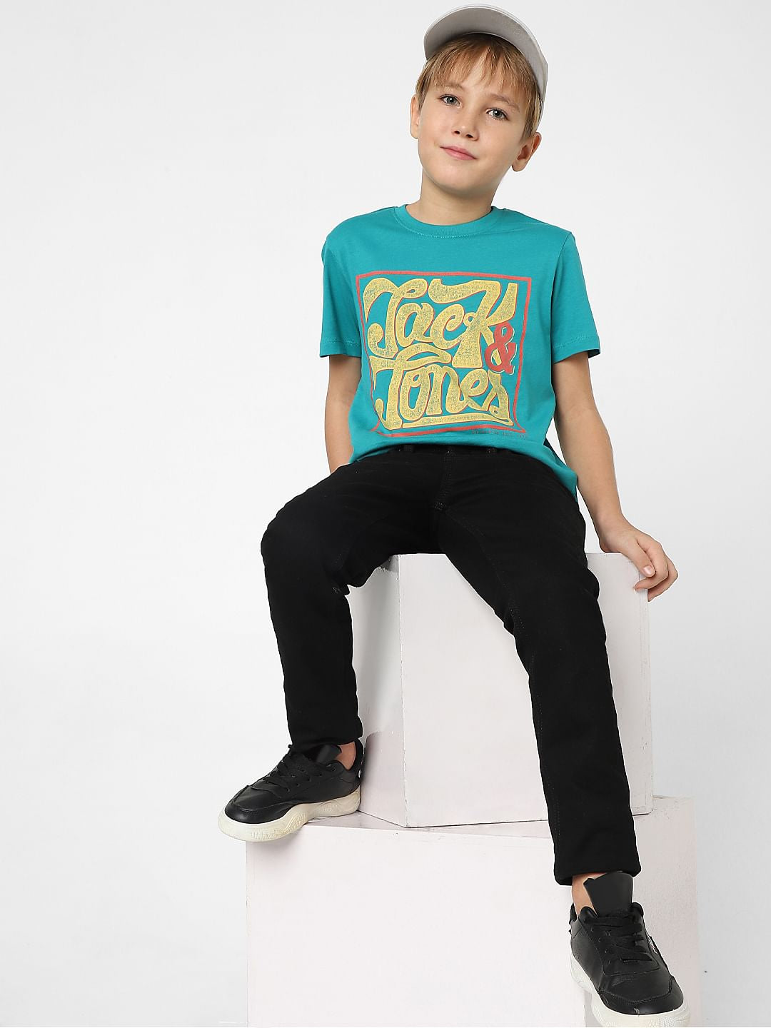 Boys Turquoise Logo Print Crew Neck T-shirt - 4/5Y