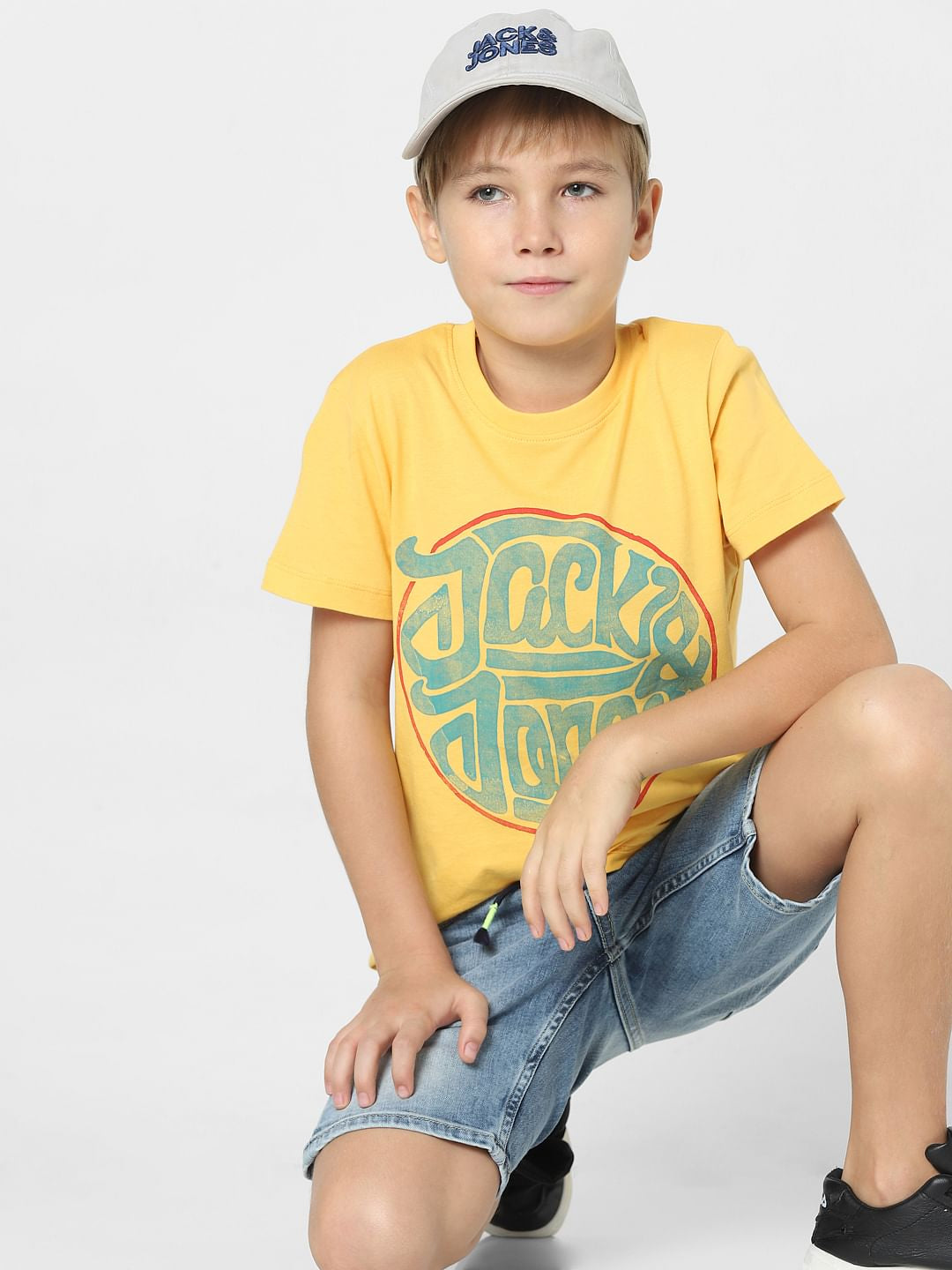 Boys Yellow Logo Print Crew Neck T-shirt - 4/5Y