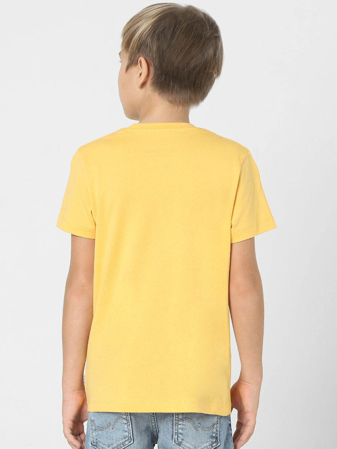 Boys Yellow Logo Print Crew Neck T-shirt