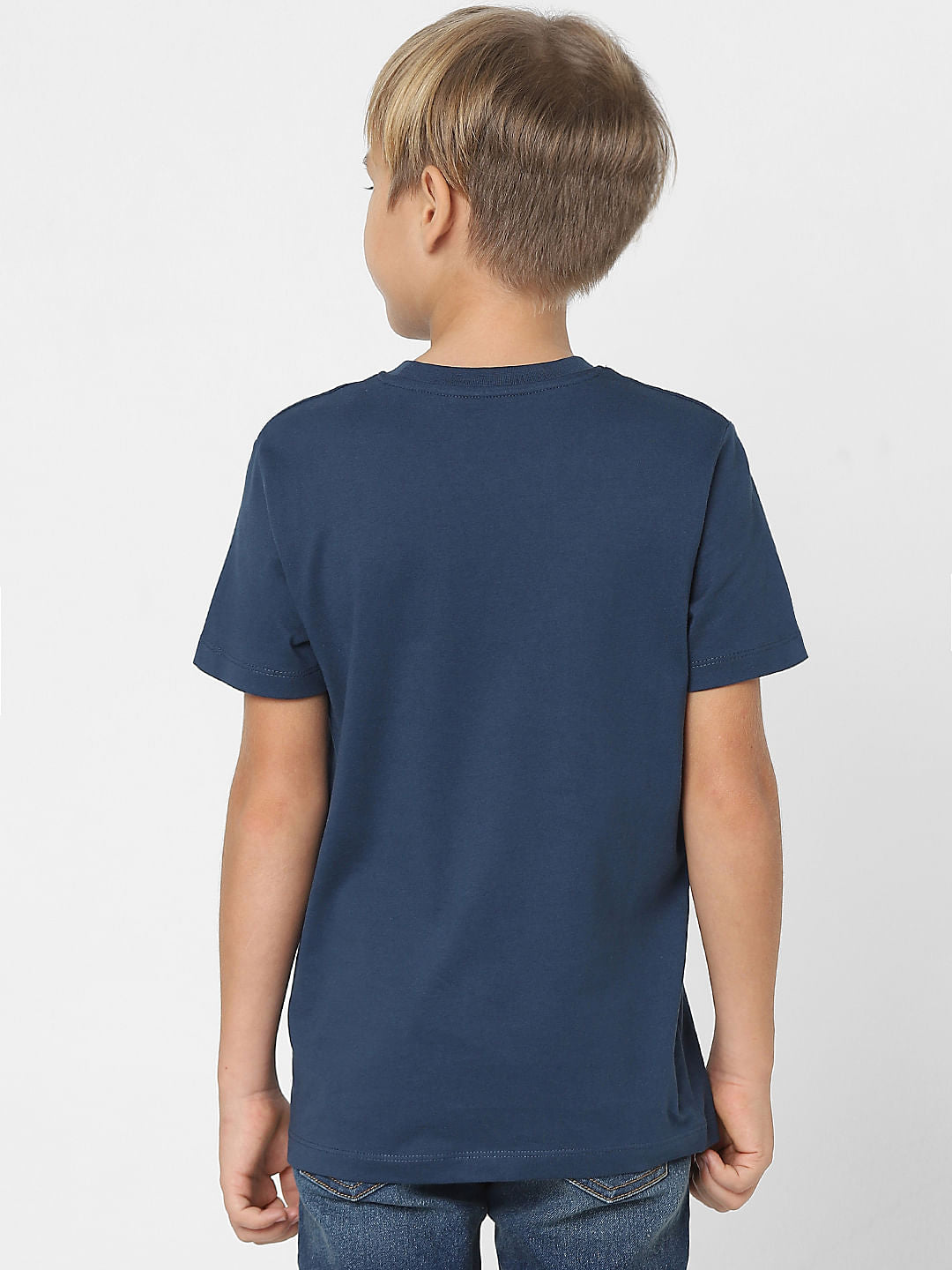 Boys Blue Logo Print Crew Neck T-shirt