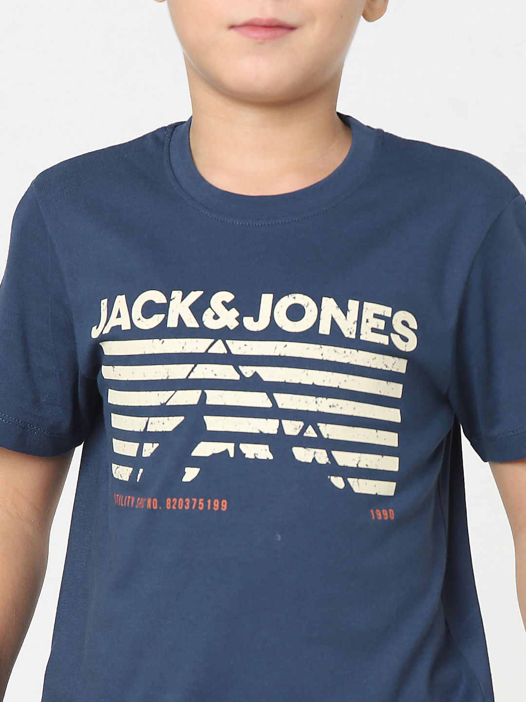 Boys Blue Logo Print Crew Neck T-shirt