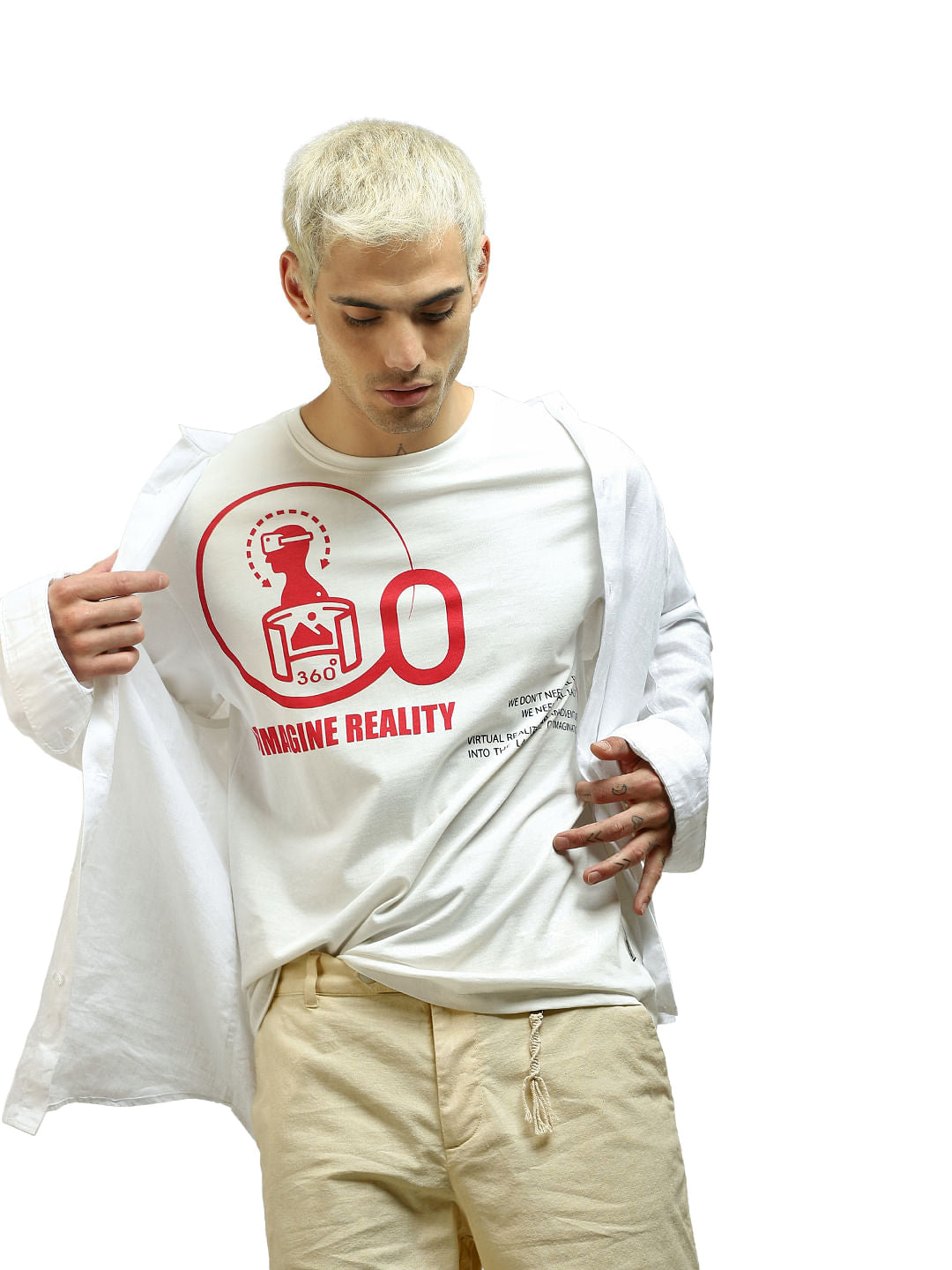 White Printed Boxy T-shirt - S
