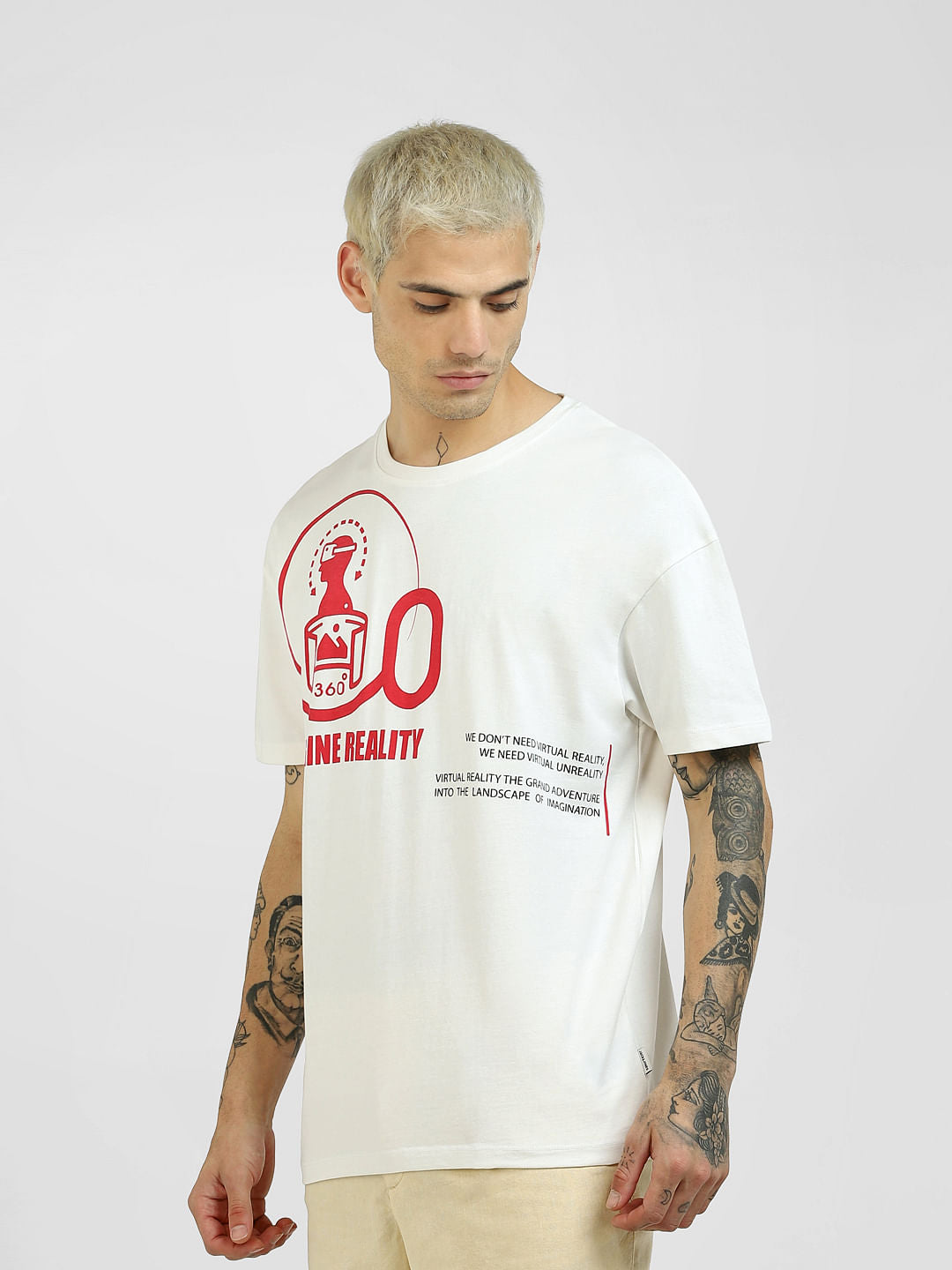 White Printed Boxy T-shirt