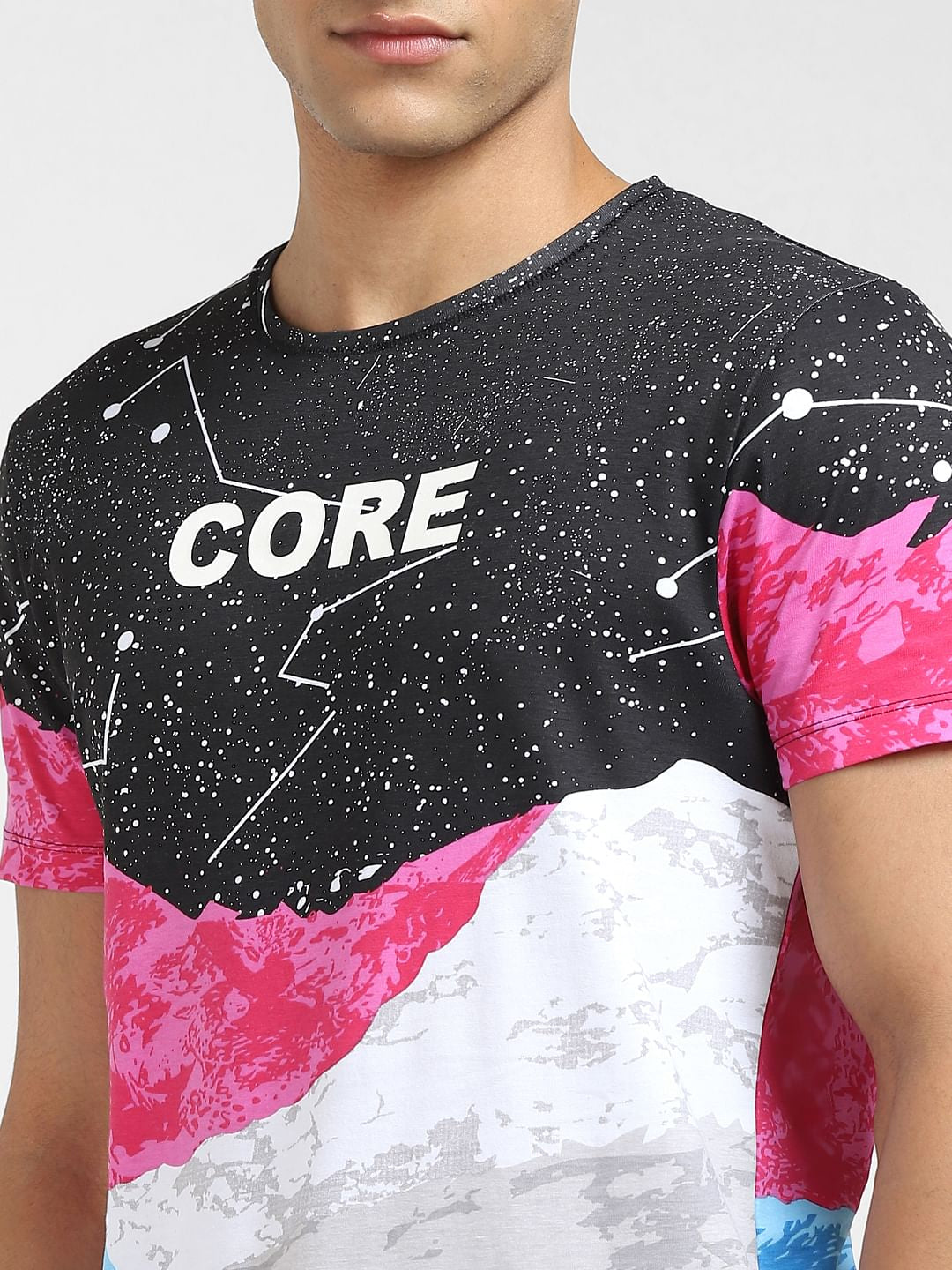 Black All Over Print Crew Neck T-shirt