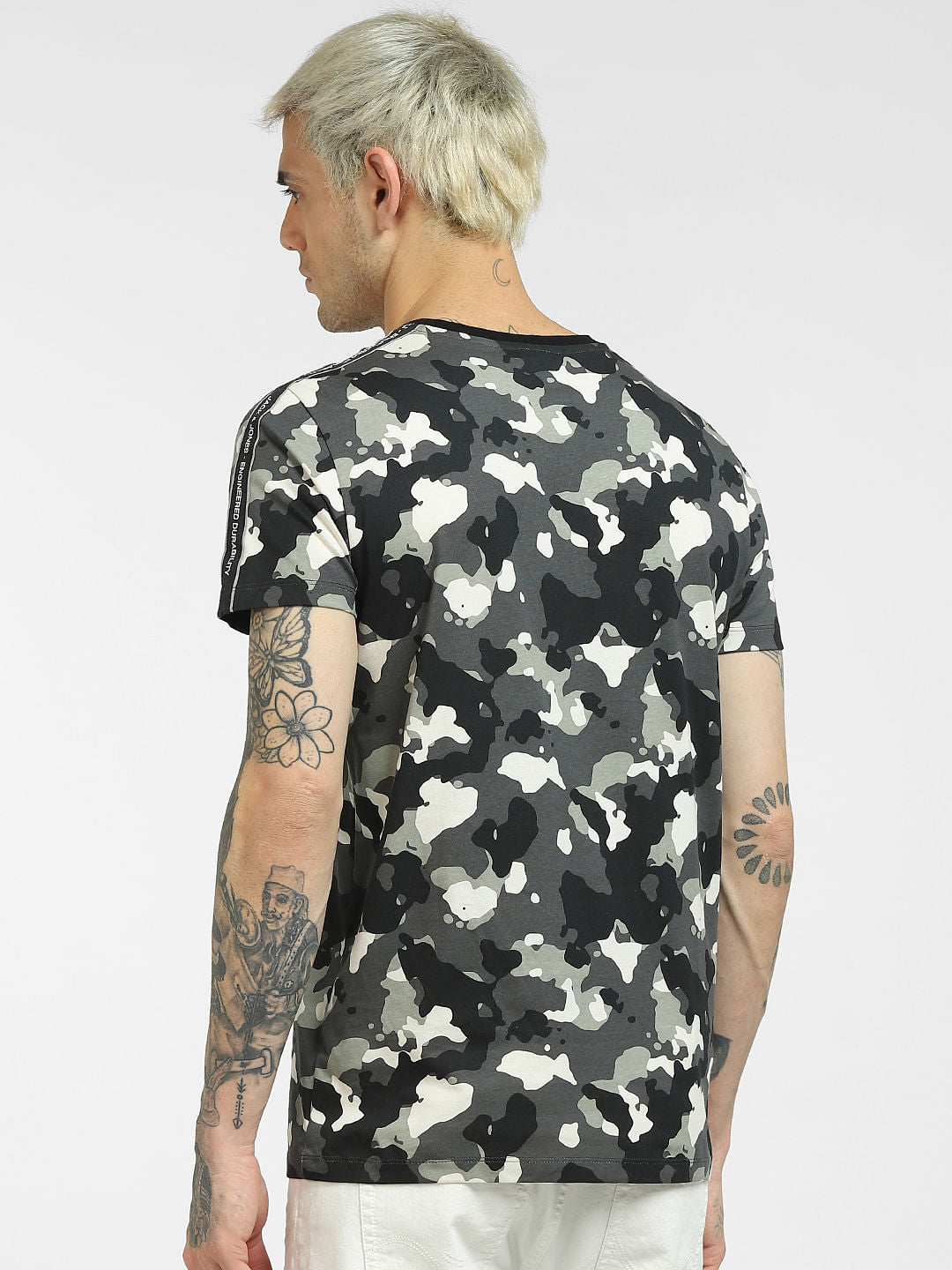 Black Abstract Print Crew Neck T-shirt