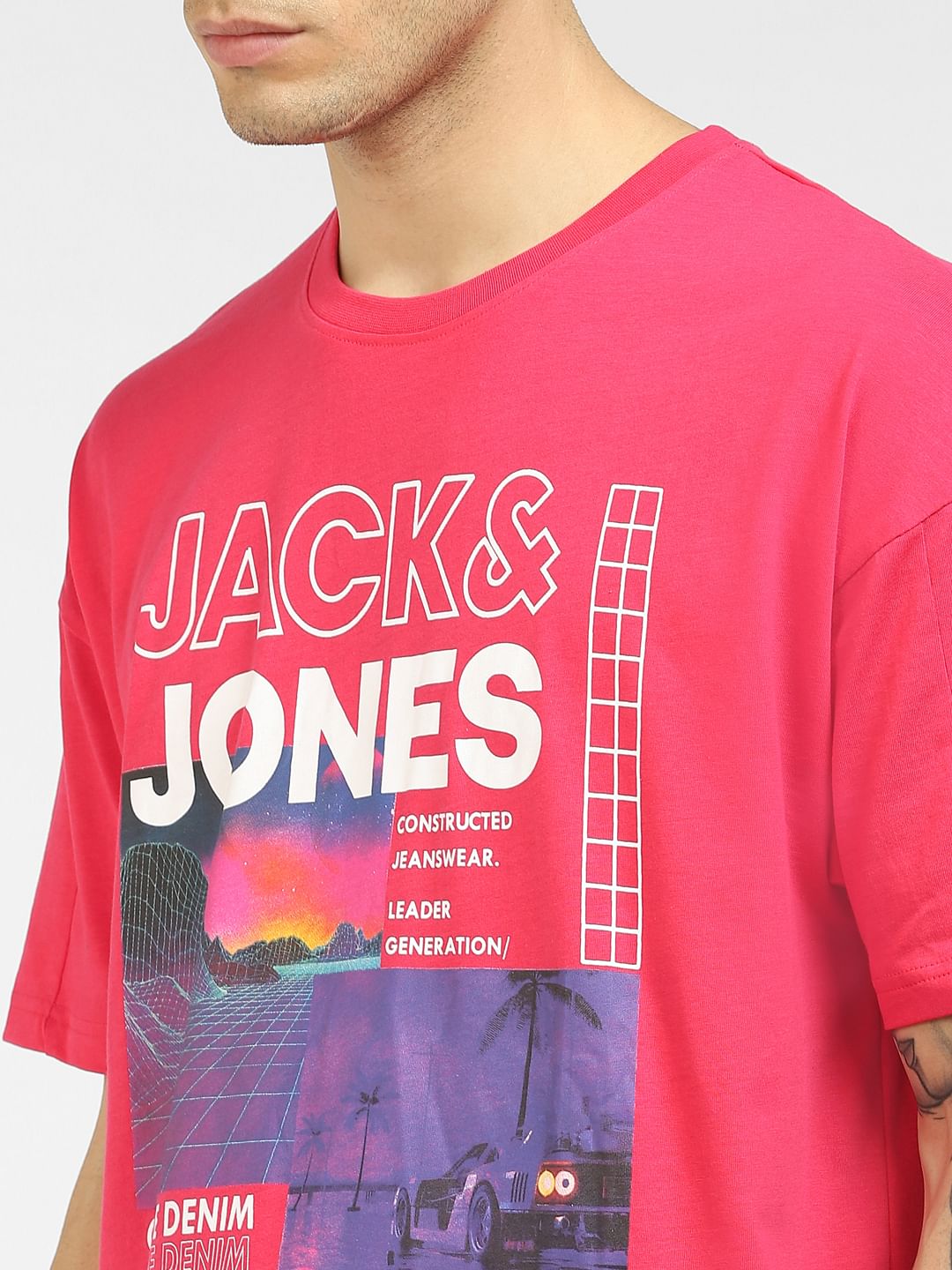 Red Graphic Loose Fit Crew Neck T-Shirt